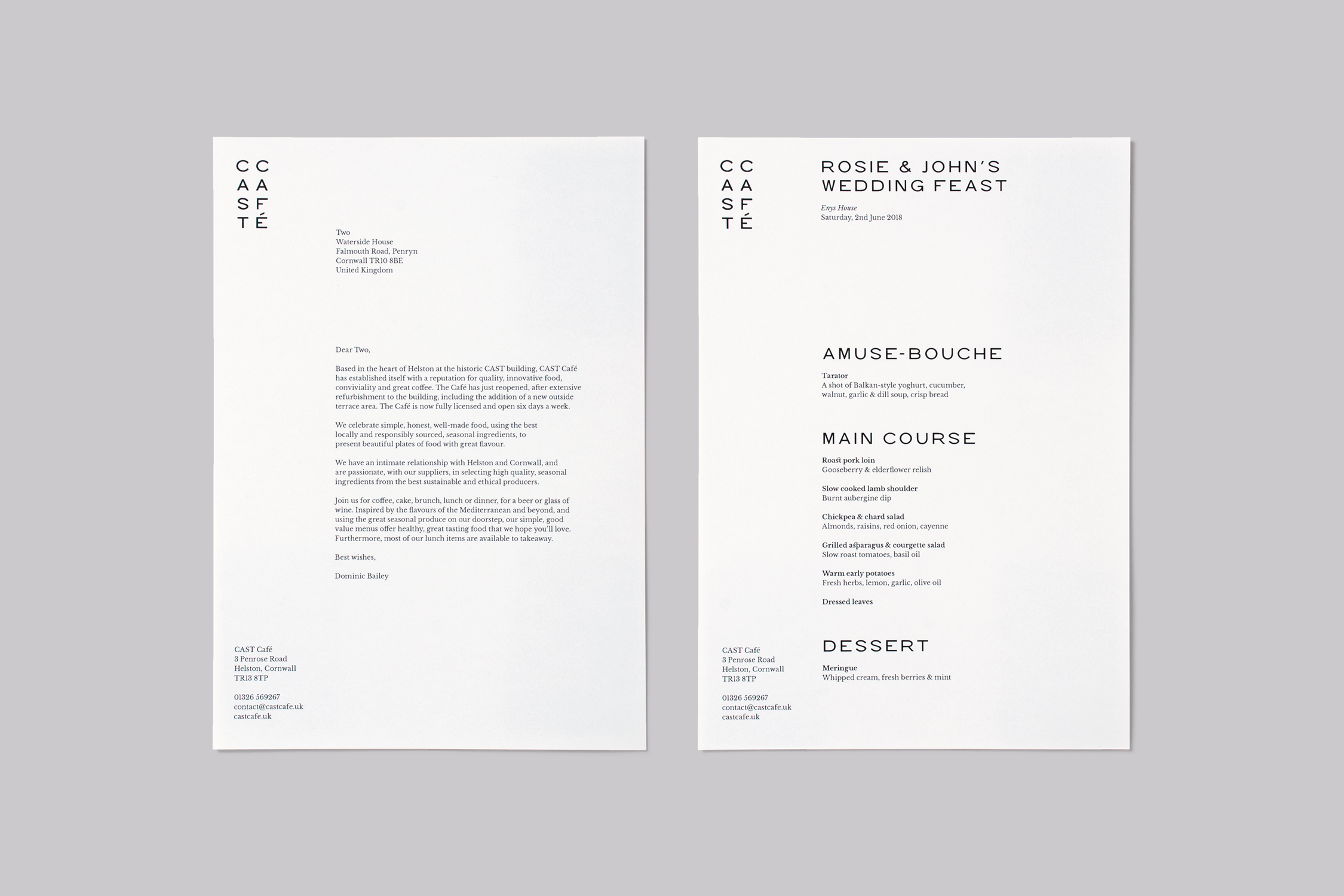 CAST Café Brand Identity stationery letterhead