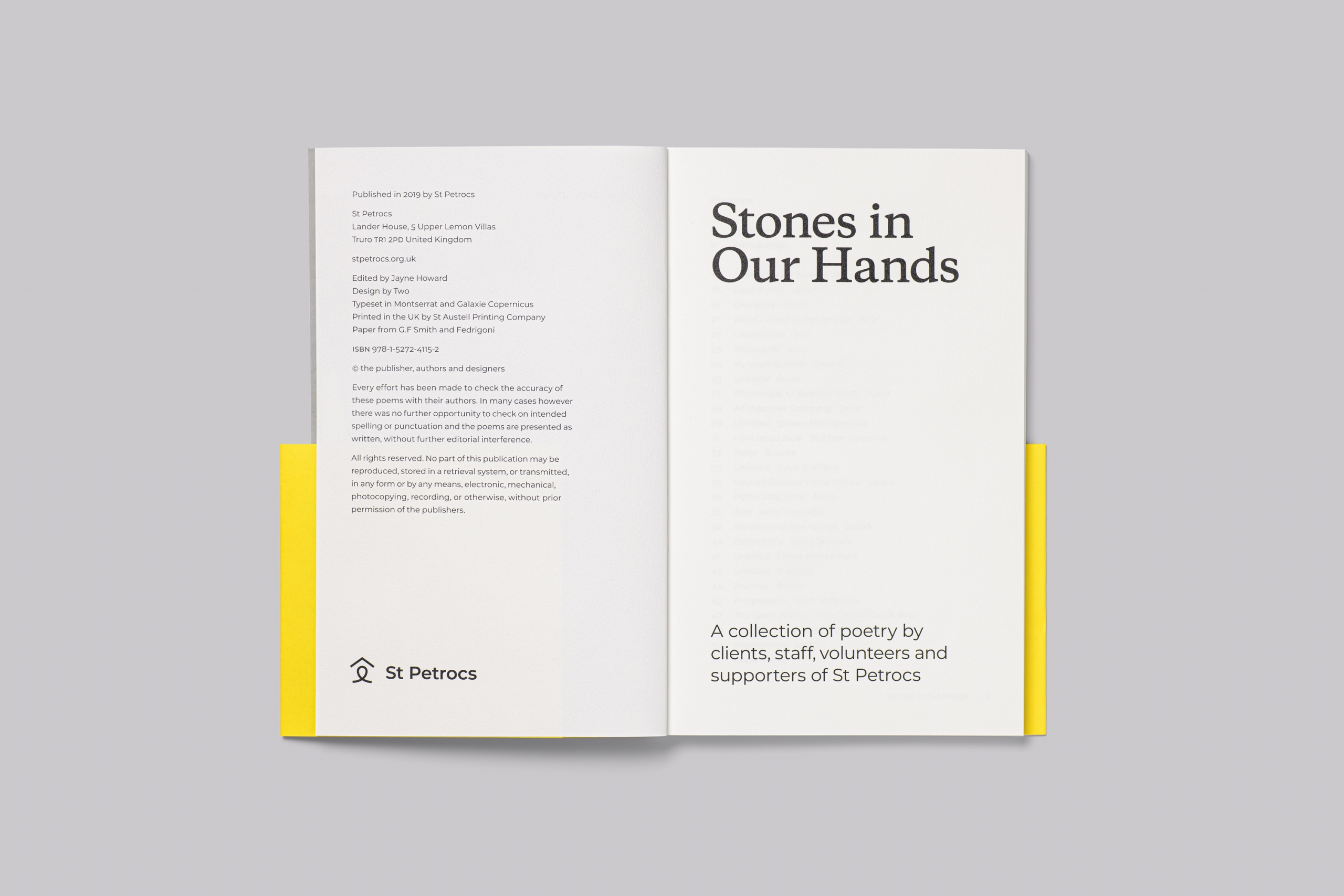 St Petrocs Stones in Our Hands poetry book design