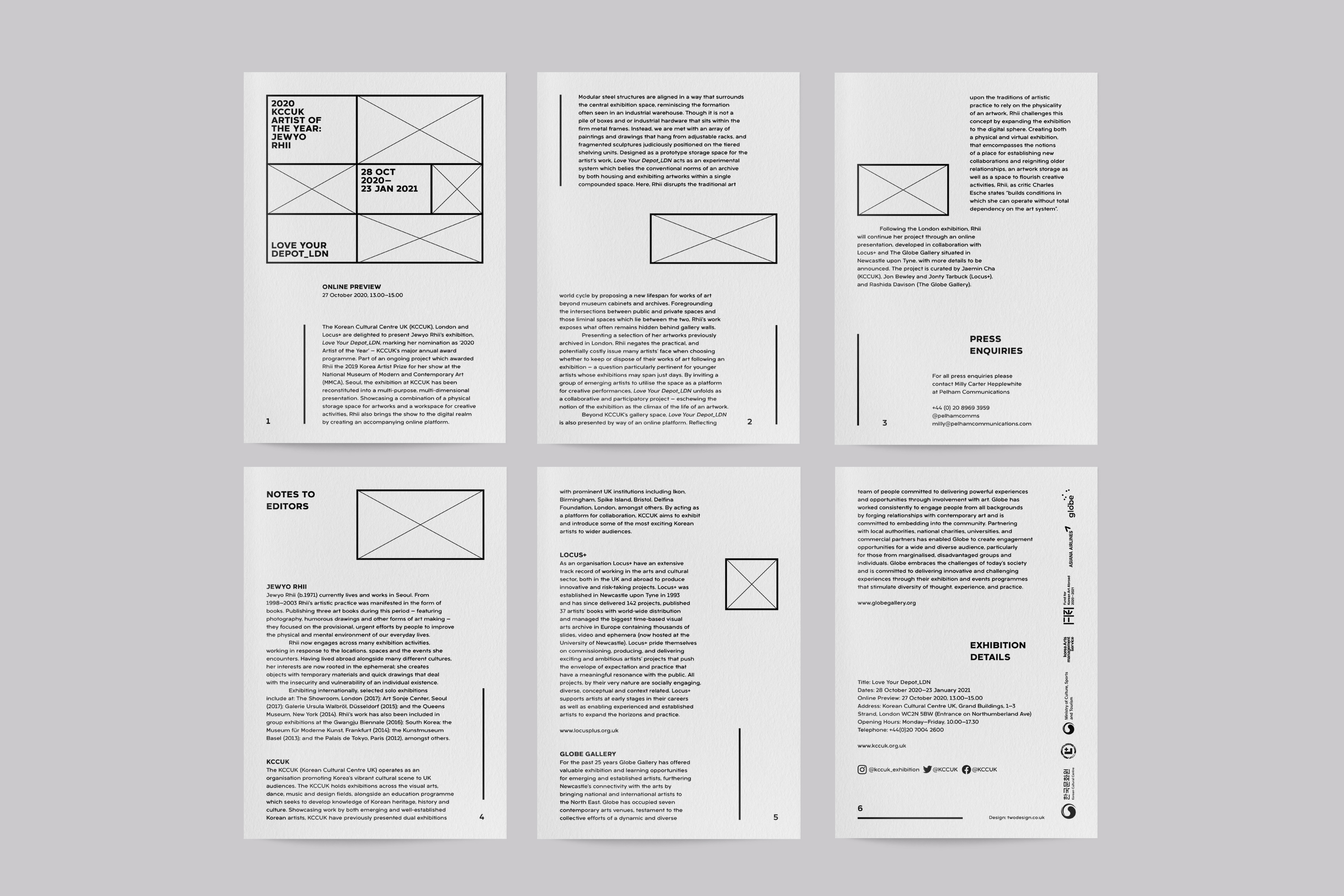 Korean Cultural Centre UK 2020 Artist of the Year Jewyo Rhii Exhibition Materials and Publication Design