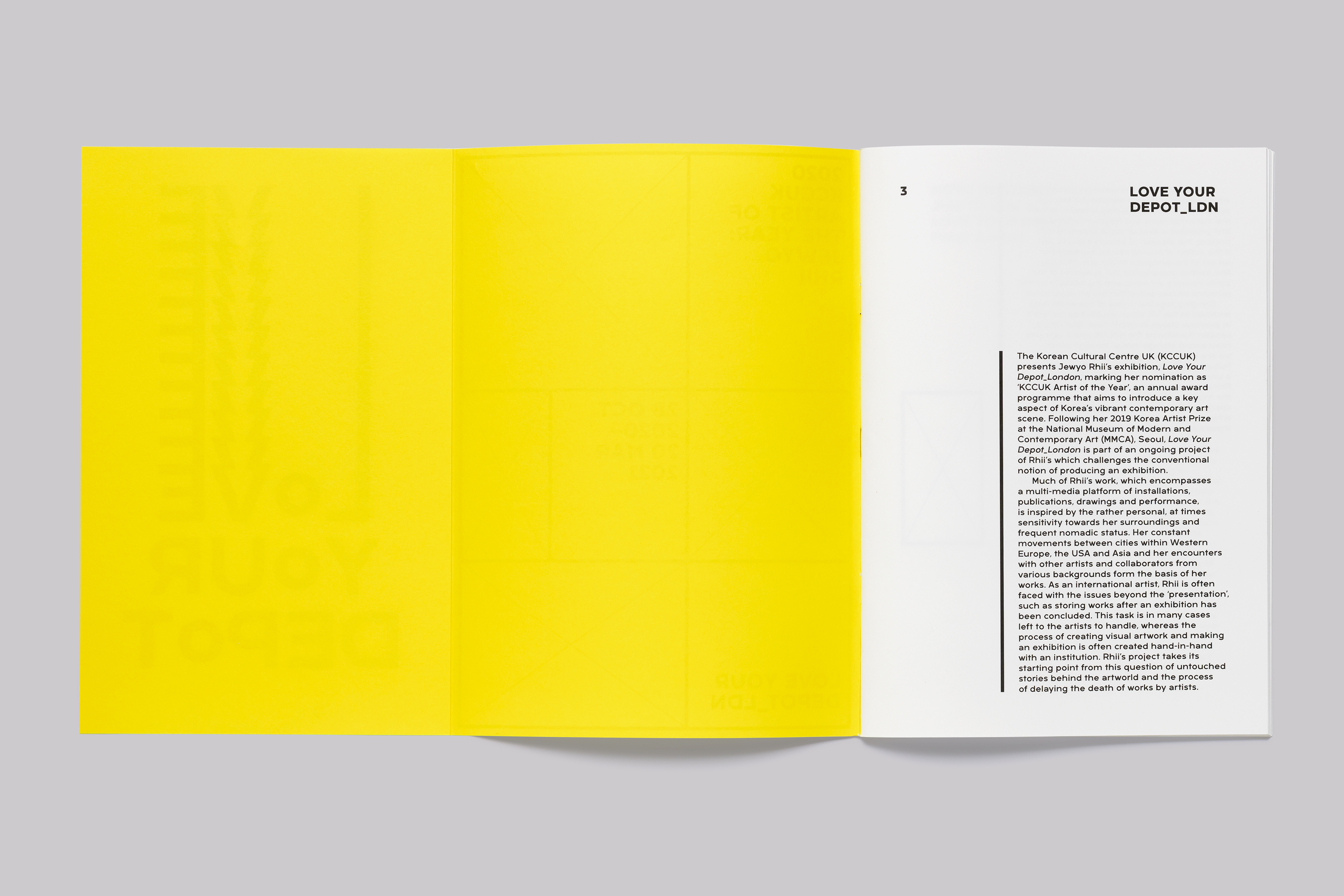 Korean Cultural Centre UK 2020 Artist of the Year Jewyo Rhii Exhibition Materials and Publication Design