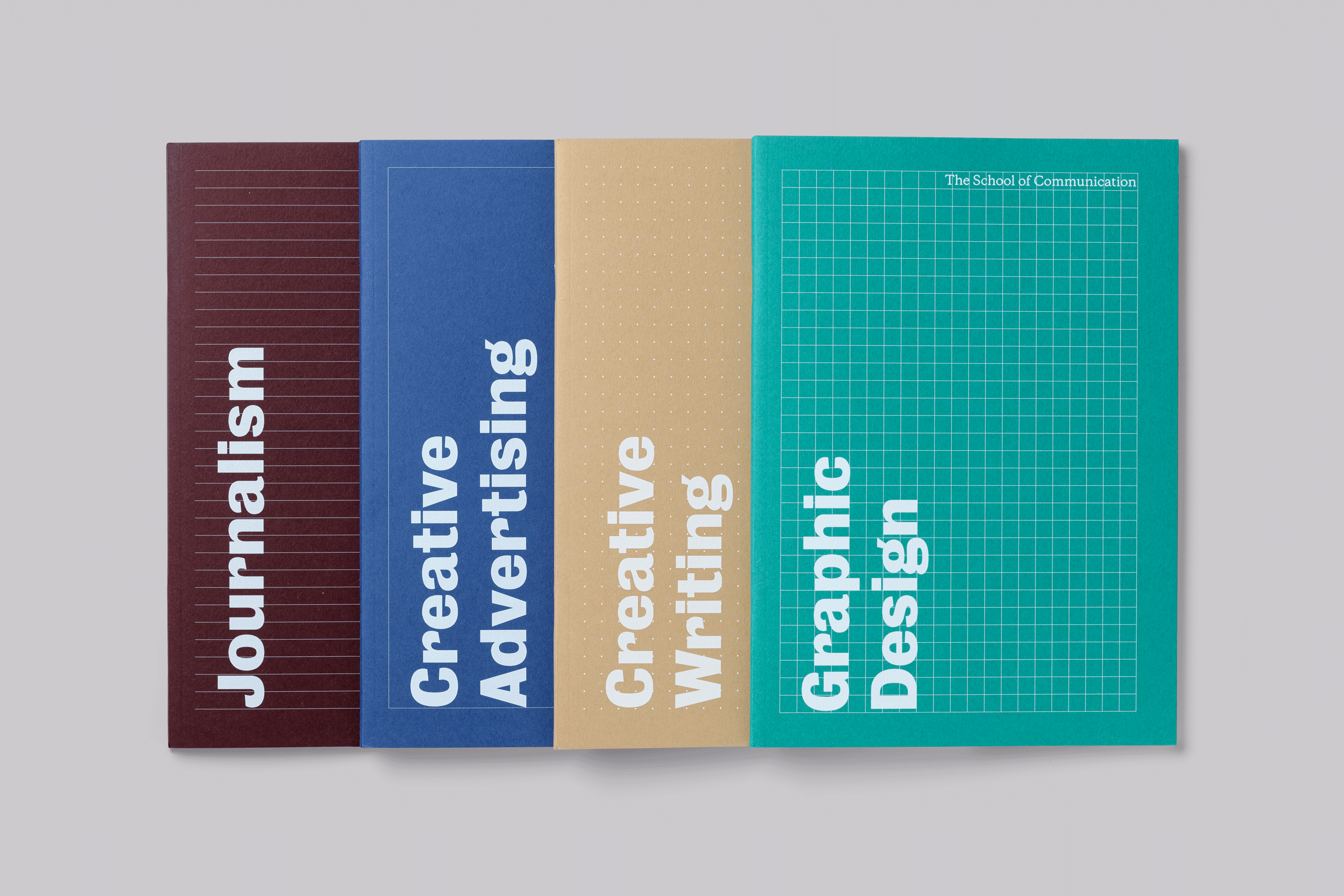 Notebook design, produced for Falmouth University to celebrate the new School of Communication.
