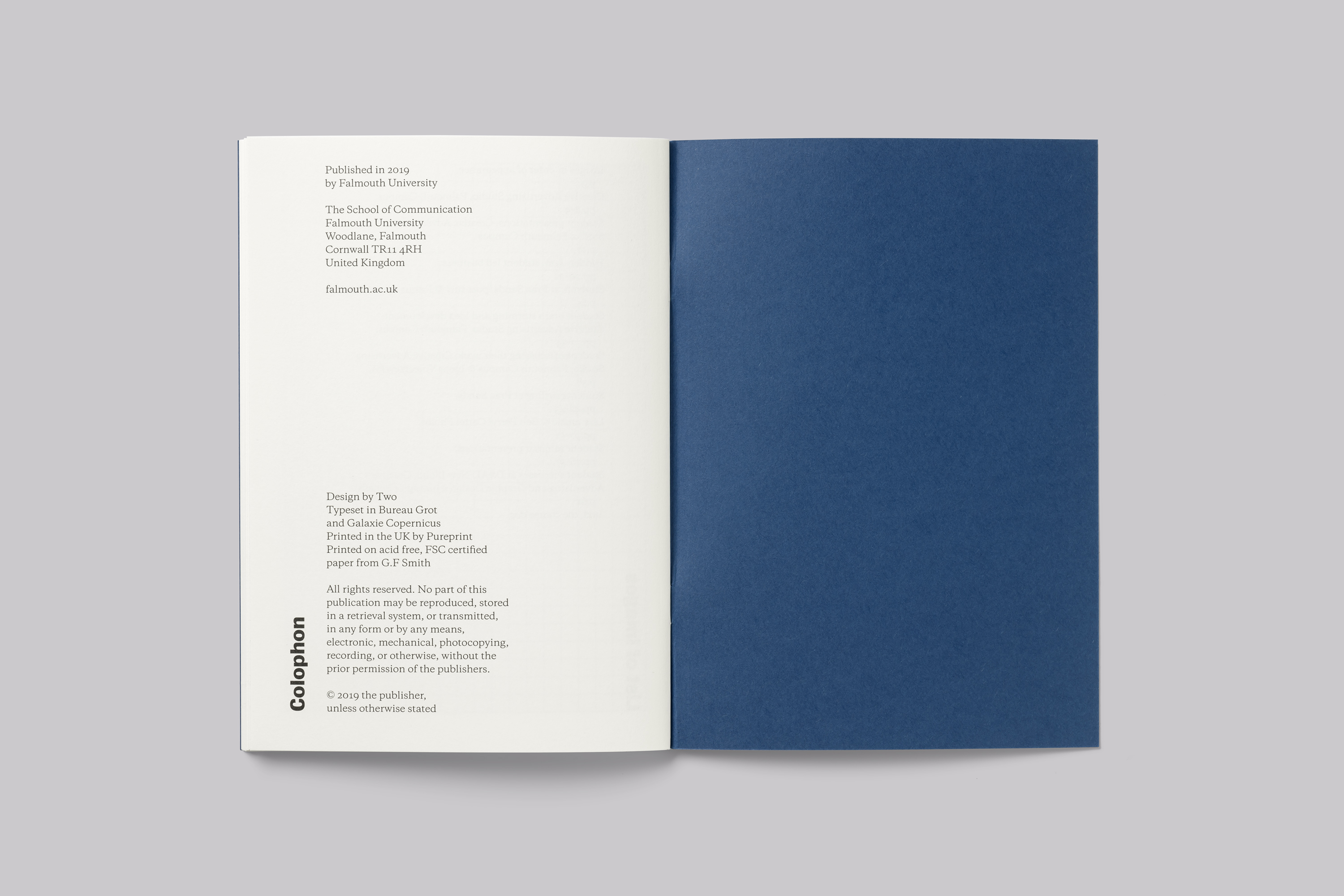 Notebook design, produced for Falmouth University to celebrate the new School of Communication.