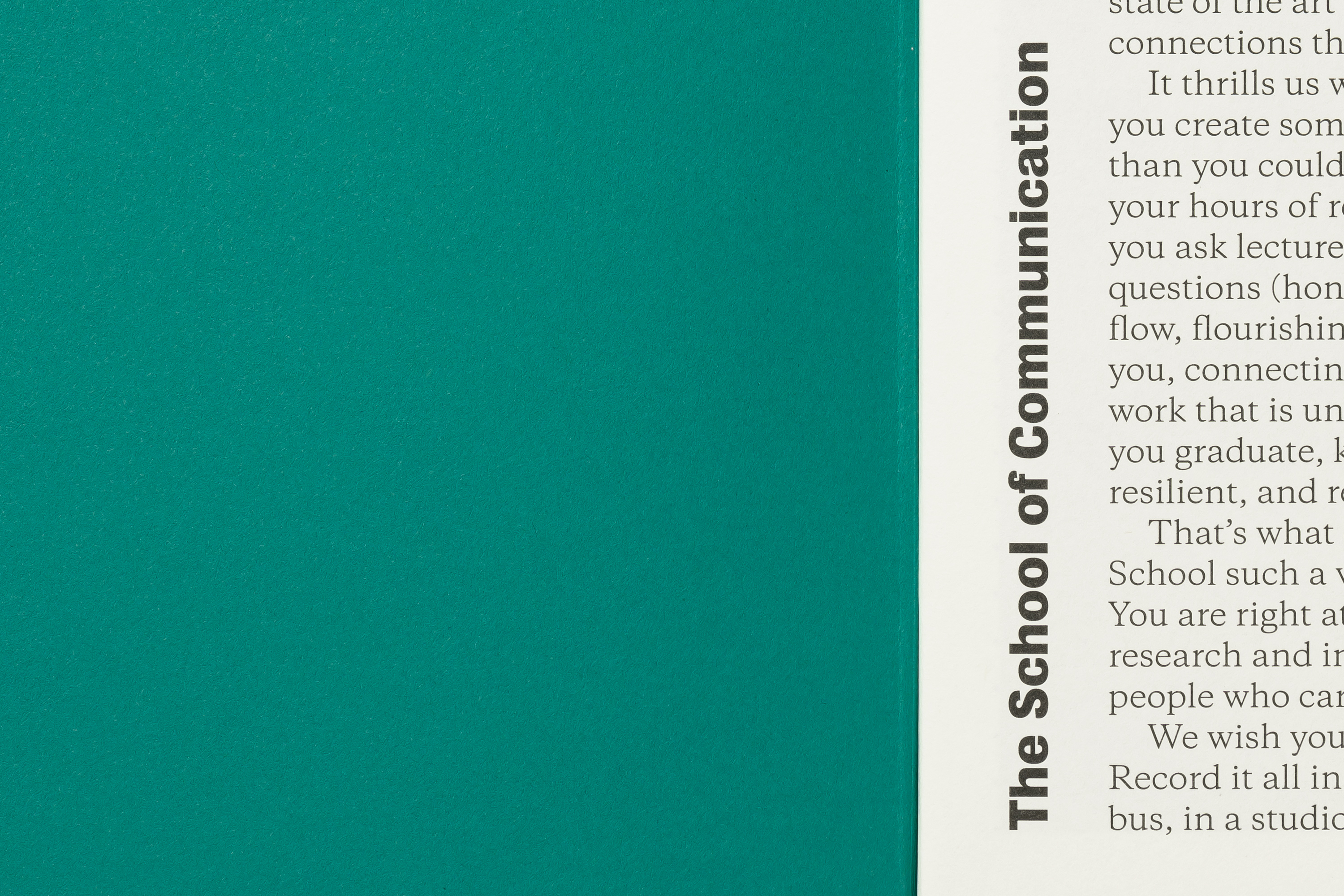 Notebook design, produced for Falmouth University to celebrate the new School of Communication.