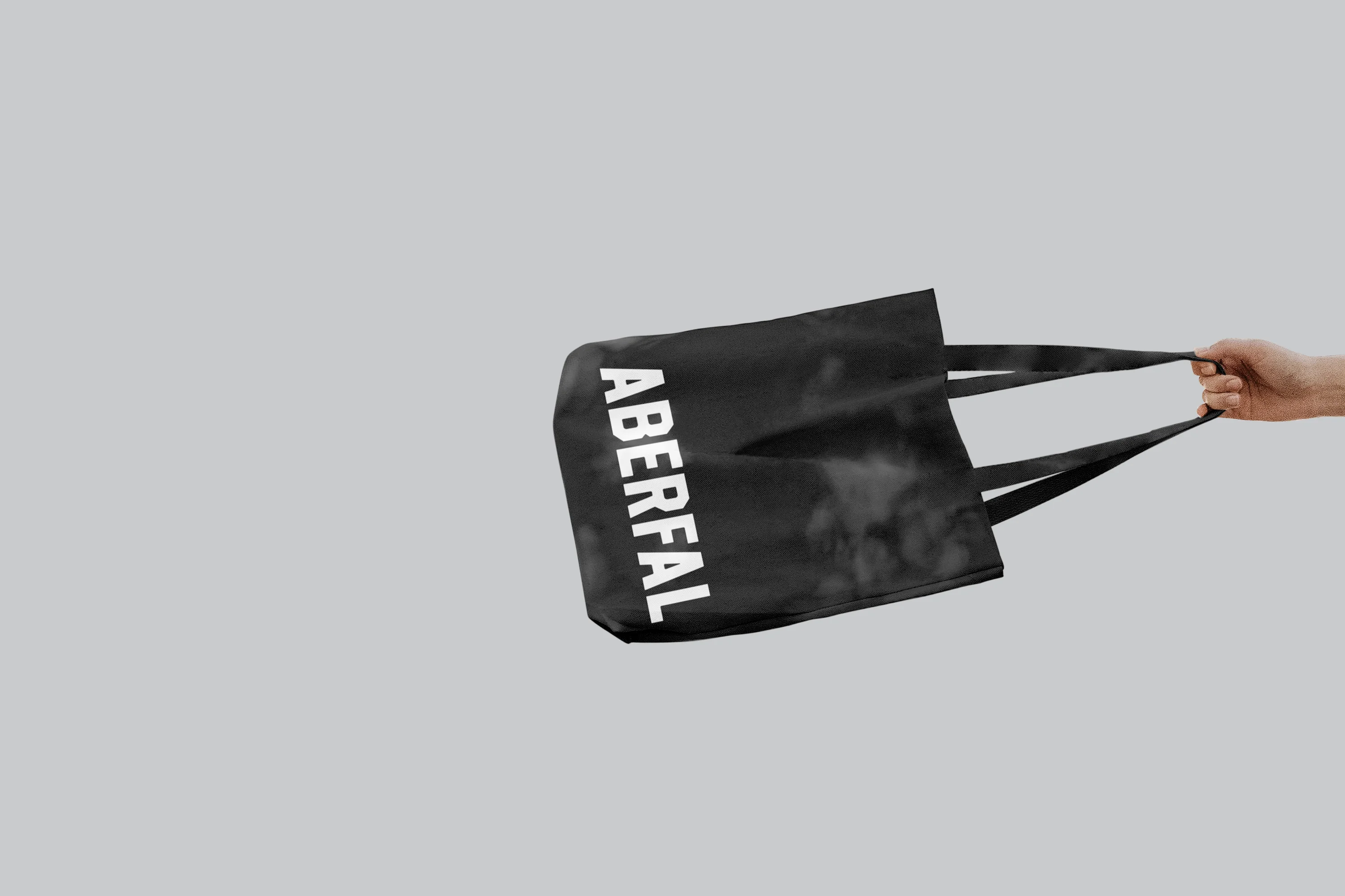 Aberfal type design project tote bag. Custom typeface design drawn from Falmouth, Cornwall, UK