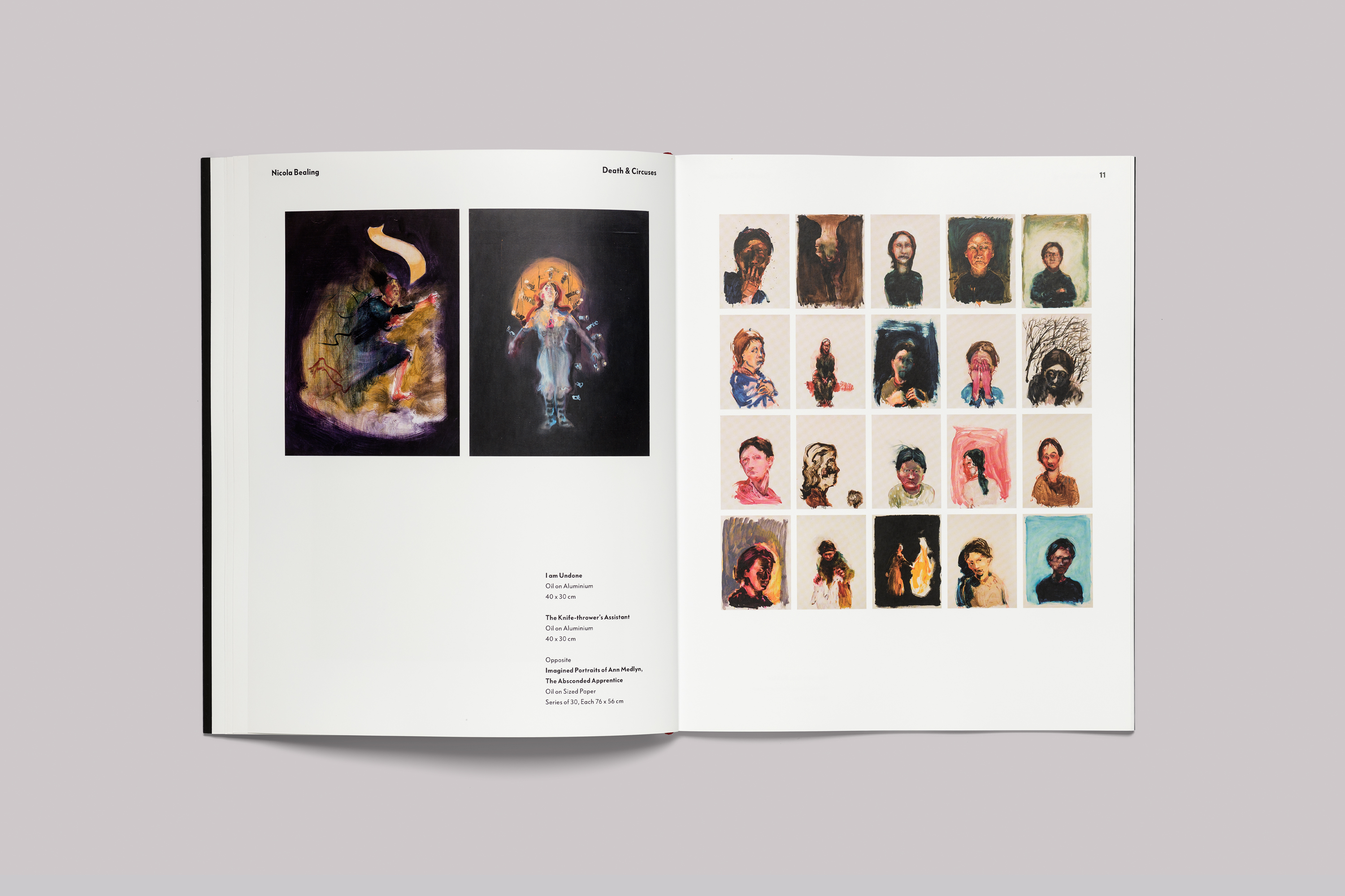 Exhibition catalogue design on the occasion of Nicola Bealing Death & Circuses, presented at Kestle Barton, on the Lizard, in Cornwall.