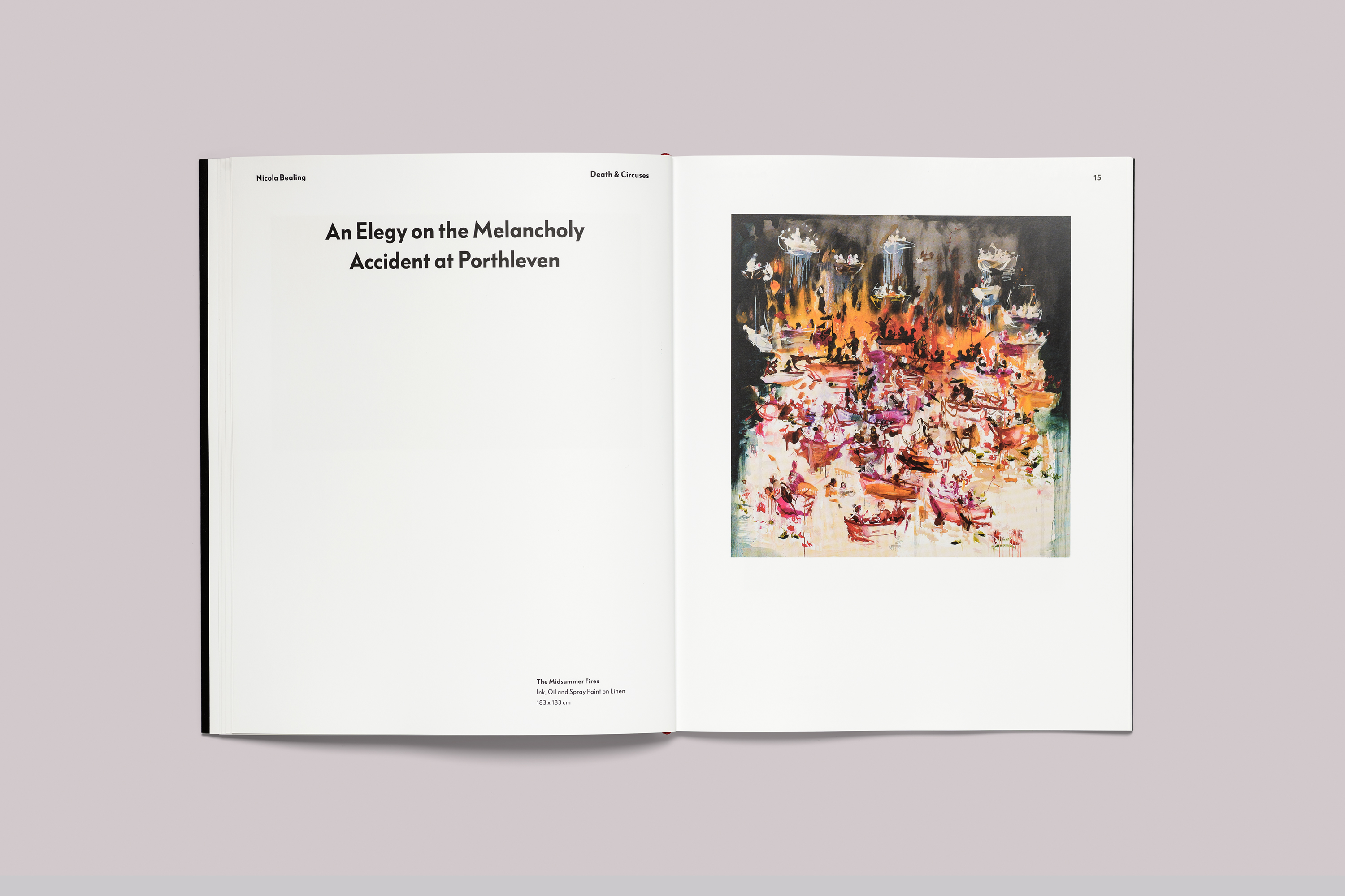 Exhibition catalogue design on the occasion of Nicola Bealing Death & Circuses, presented at Kestle Barton, on the Lizard, in Cornwall.