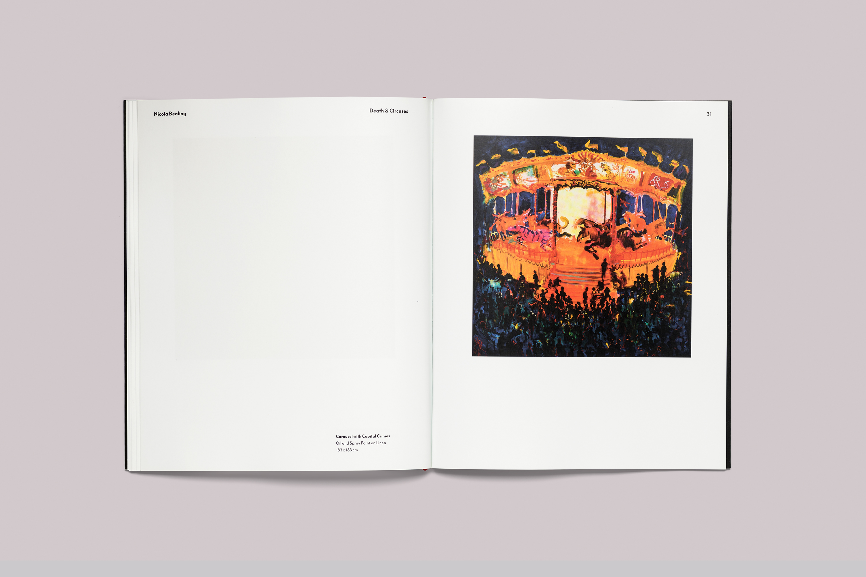 Exhibition catalogue design on the occasion of Nicola Bealing Death & Circuses, presented at Kestle Barton, on the Lizard, in Cornwall.