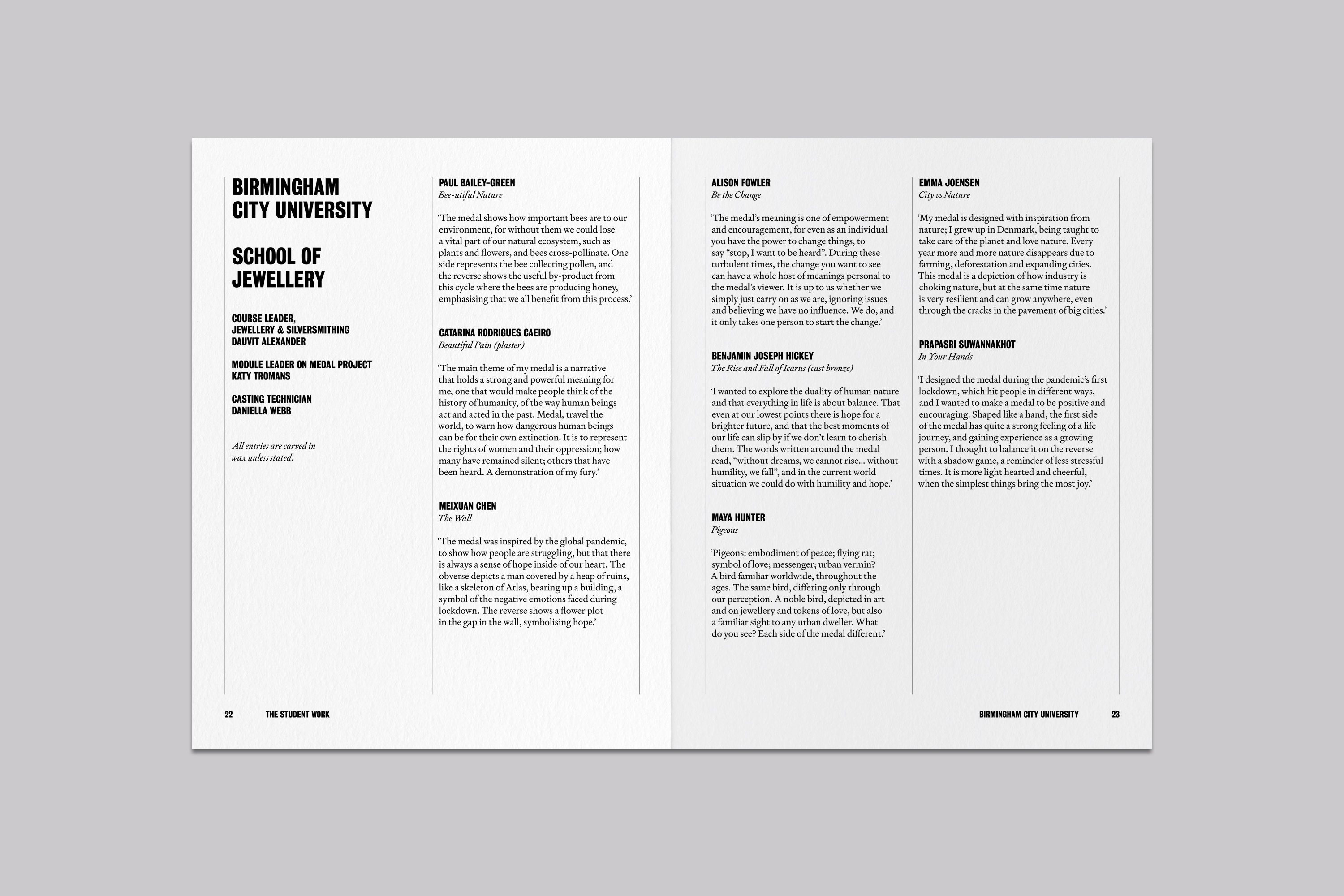 Catalogue Design and Art Direction for the Student Medal Project for the British Art Medal Society at the British Museum