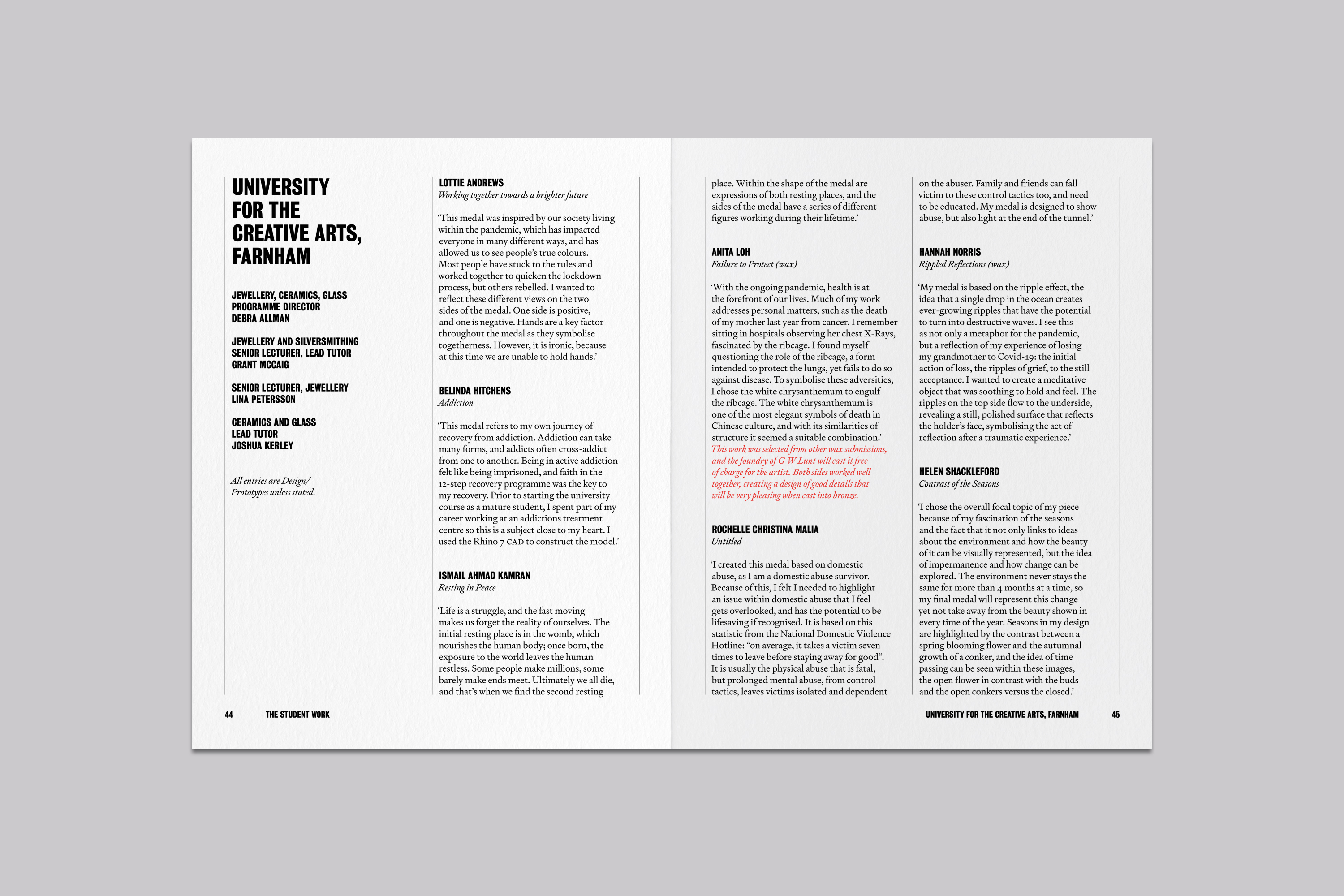 Catalogue Design and Art Direction for the Student Medal Project for the British Art Medal Society at the British Museum