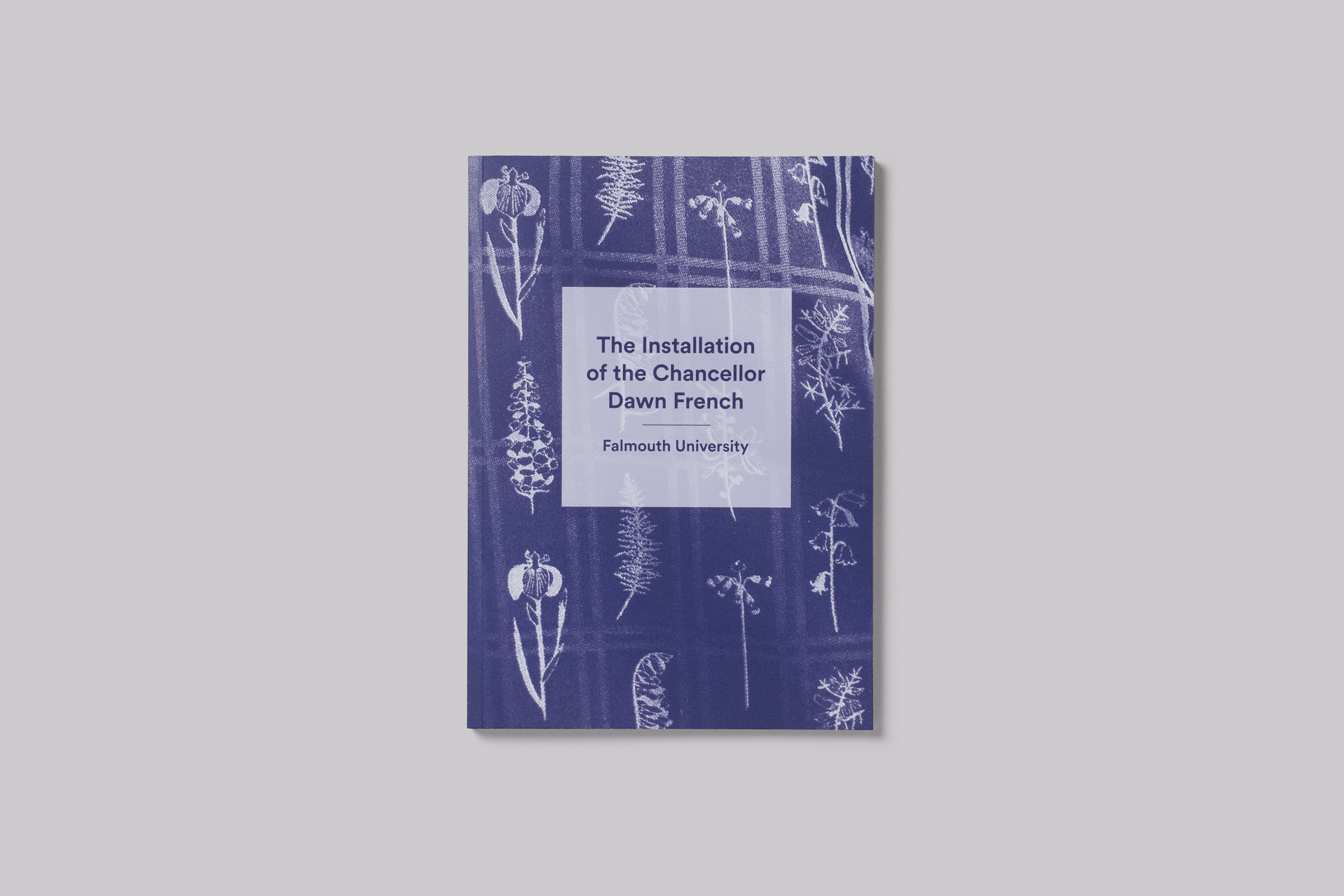 Publication design celebrating the installation of Chancellor Dawn French at Falmouth University 