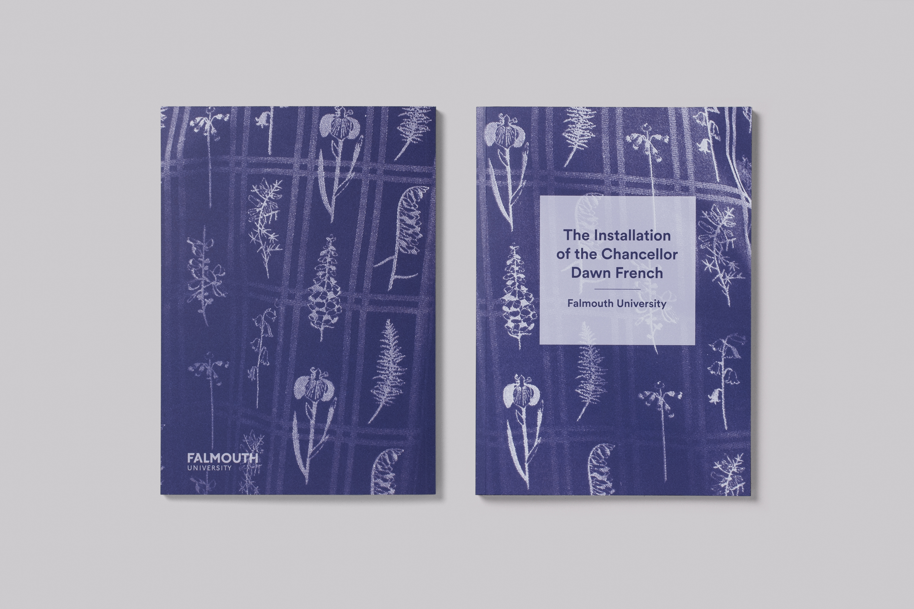 Publication design celebrating the installation of Chancellor Dawn French at Falmouth University
