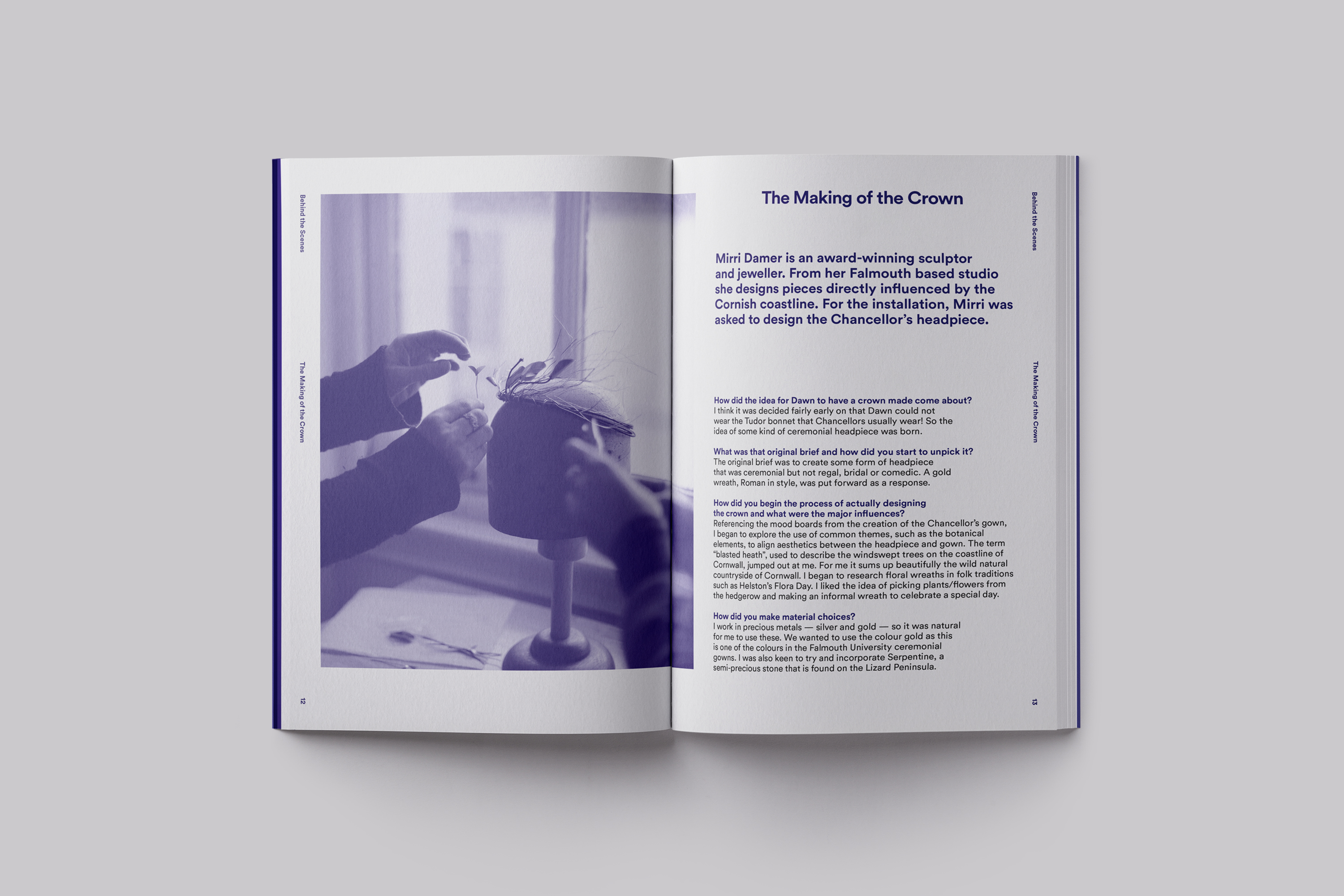 Publication design celebrating the installation of Chancellor Dawn French at Falmouth University