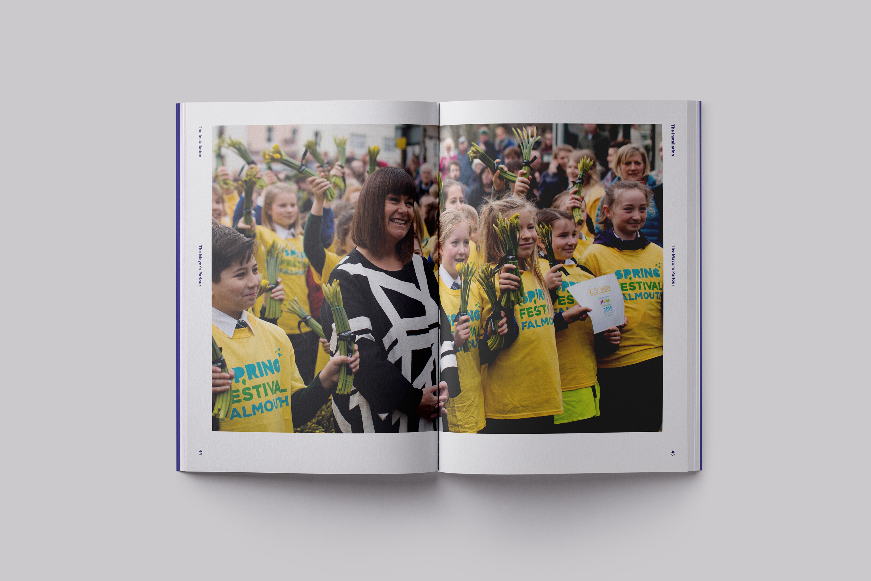 Publication design celebrating the installation of Chancellor Dawn French at Falmouth University