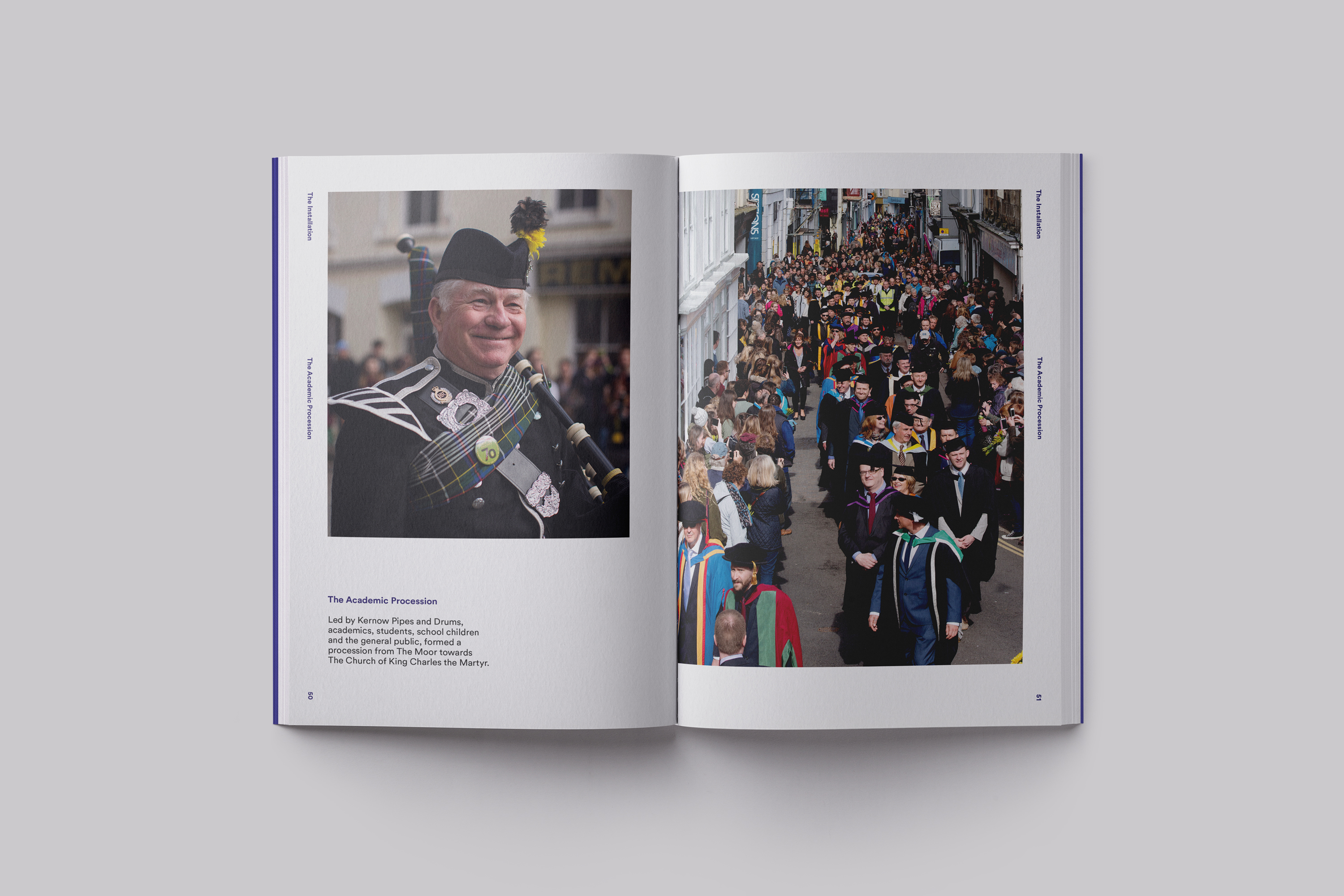 Publication design celebrating the installation of Chancellor Dawn French at Falmouth University