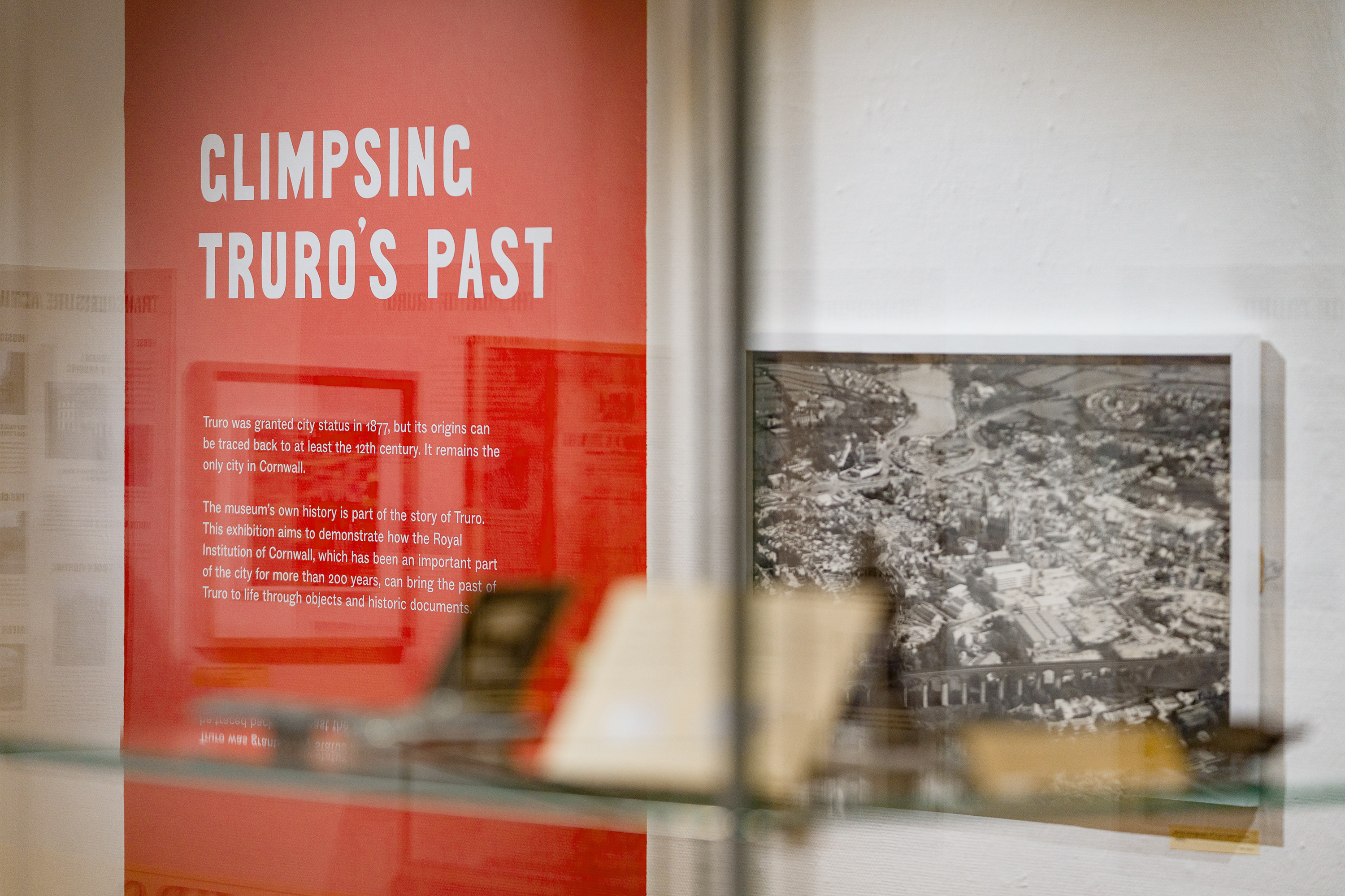 Exhibition design and custom typeface design for Glimpsing Truro’s Past at Royal Cornwall Museum, Truro, Cornwall, UK 