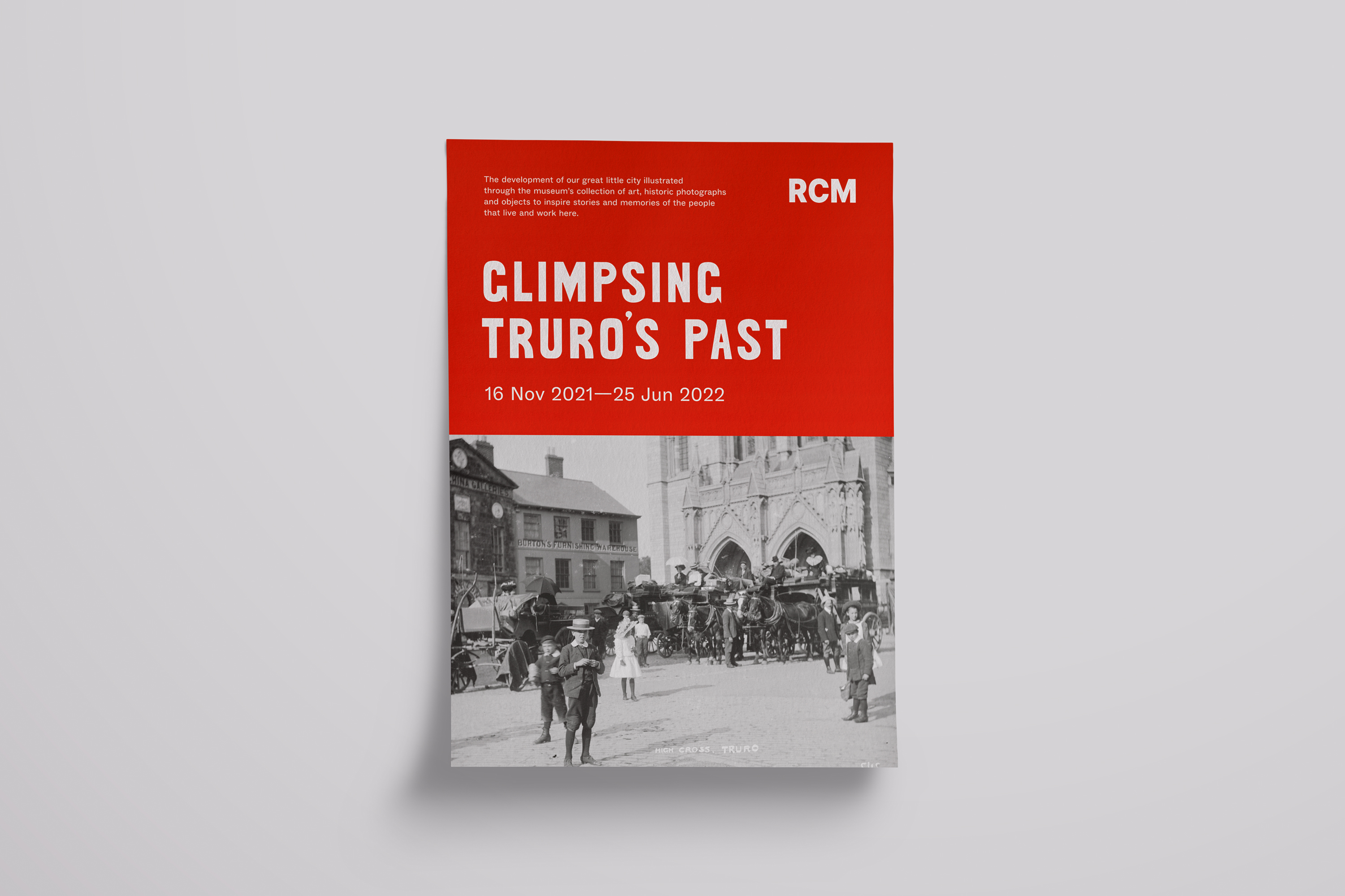 Poster design and custom typeface design for Glimpsing Truro’s Past at Royal Cornwall Museum, Truro, Cornwall, UK