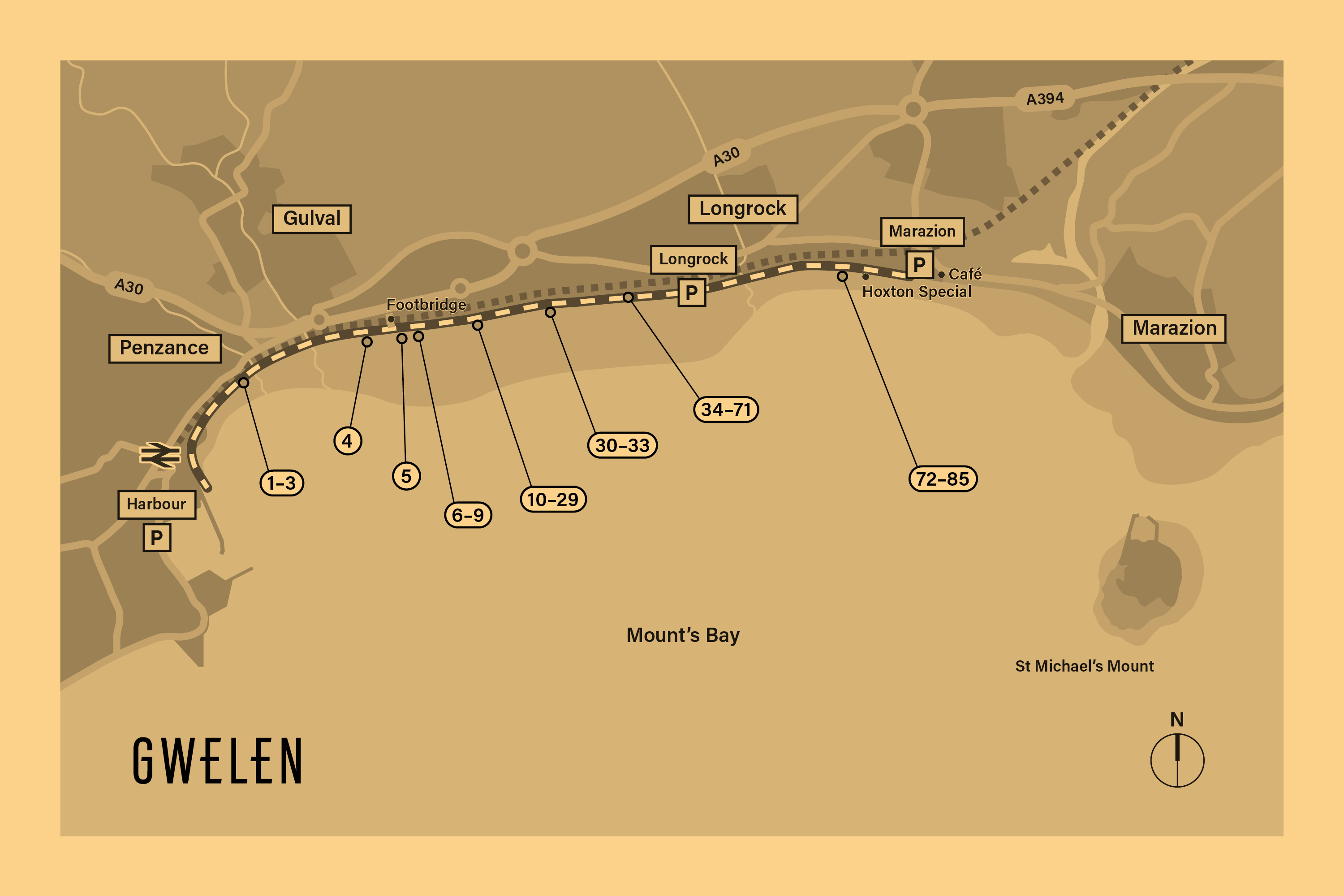 Map design for Gwelen, a public artwork by Emma Smith