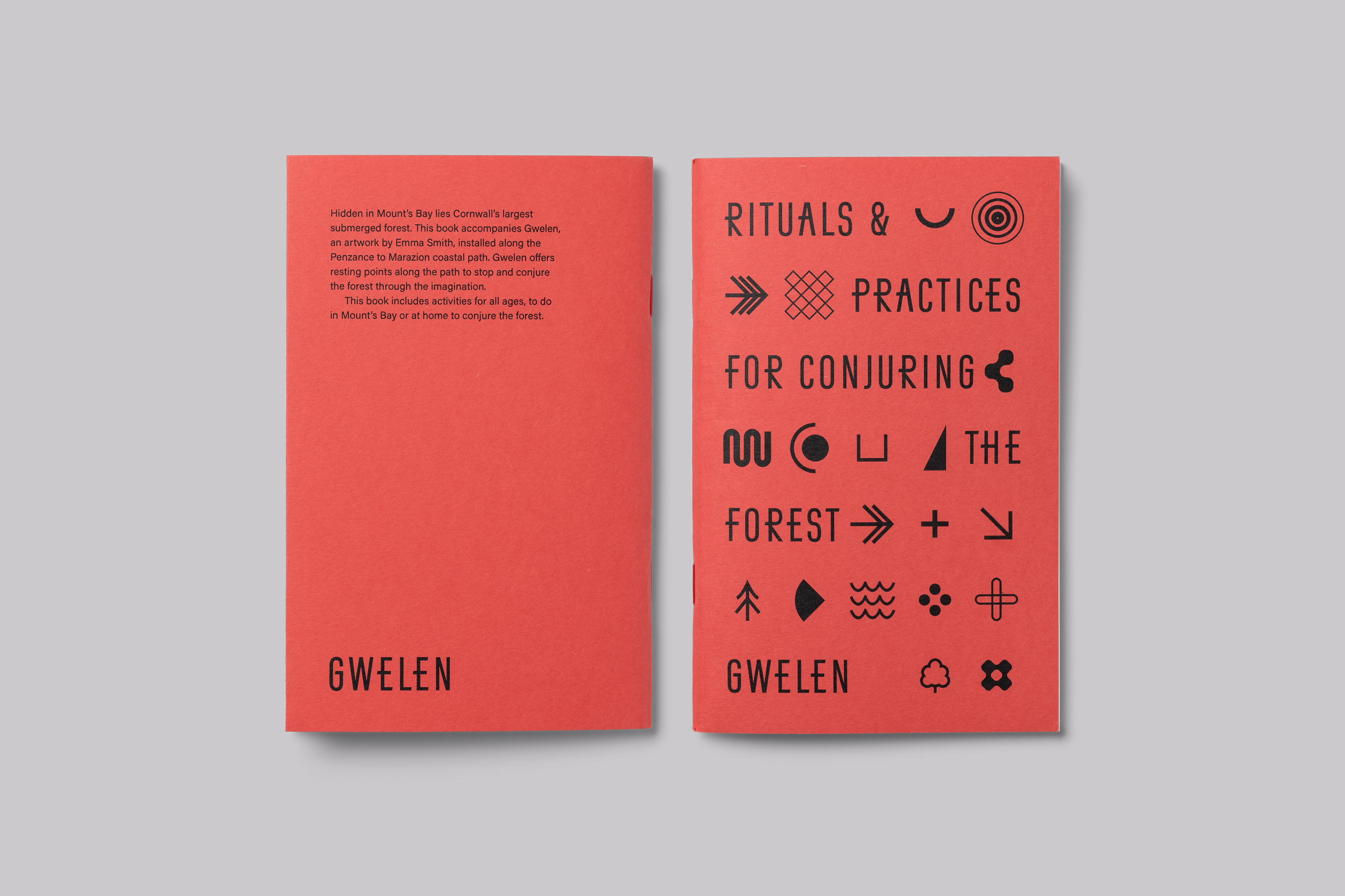 Book design for Gwelen, a public artwork by Emma Smith responding to the submerged forest in Mount’s Bay Cornwall UK