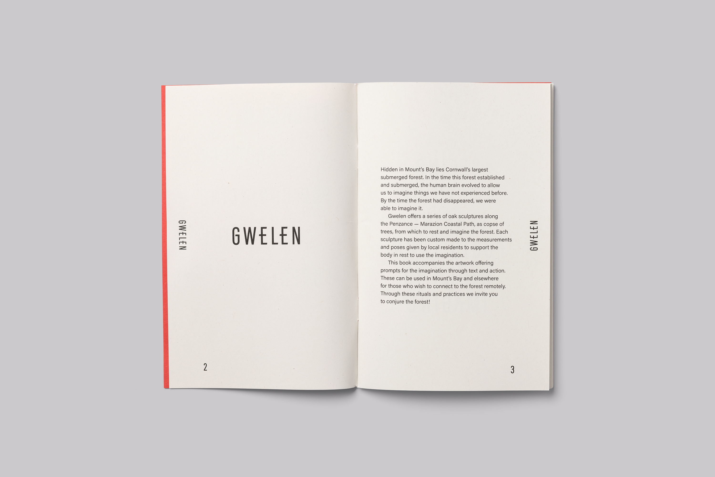 Book design for Gwelen, a public artwork by Emma Smith responding to the submerged forest in Mount’s Bay Cornwall UK