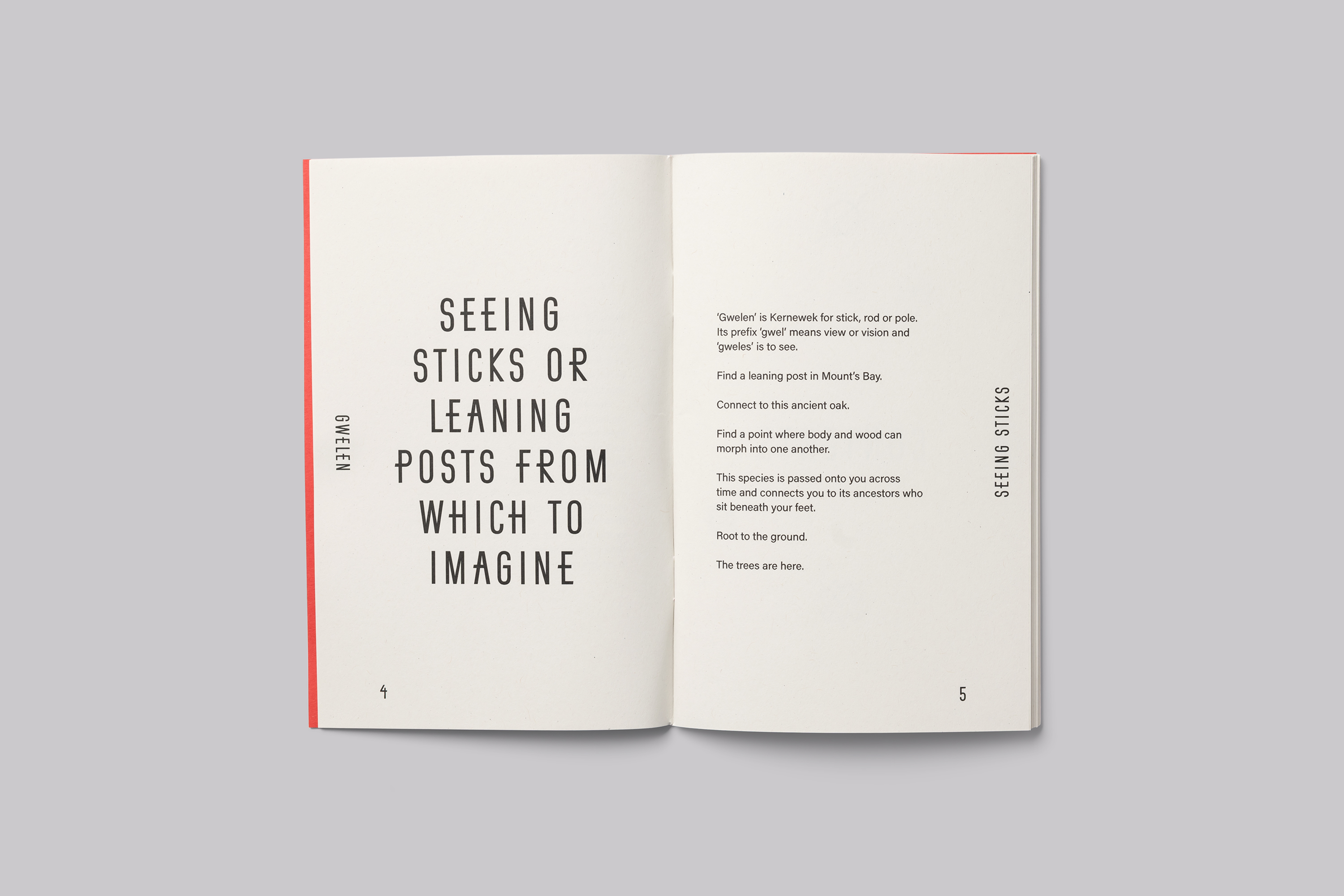 Book design for Gwelen, a public artwork by Emma Smith responding to the submerged forest in Mount’s Bay Cornwall UK