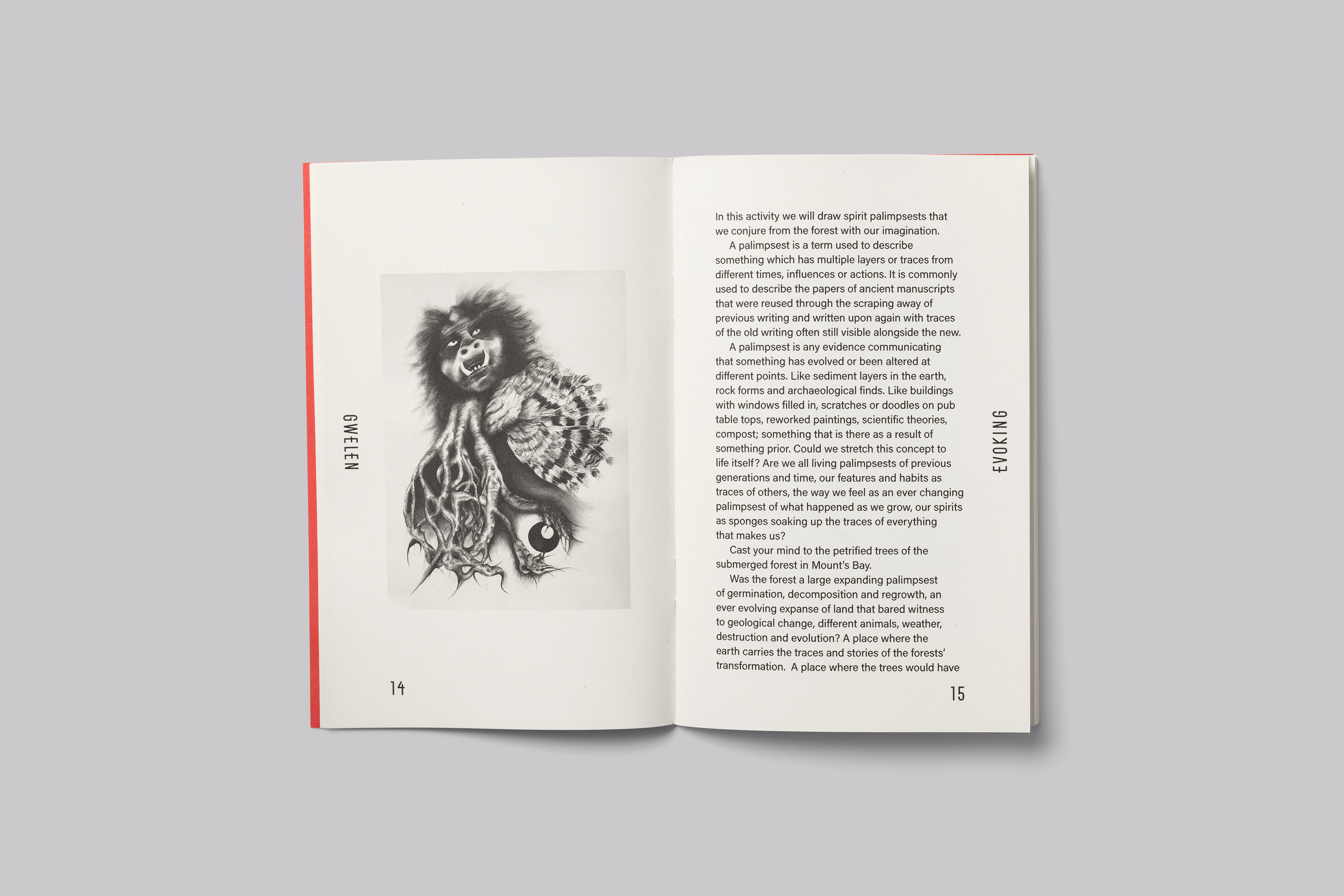 Book design for Gwelen, a public artwork by Emma Smith responding to the submerged forest in Mount’s Bay Cornwall UK