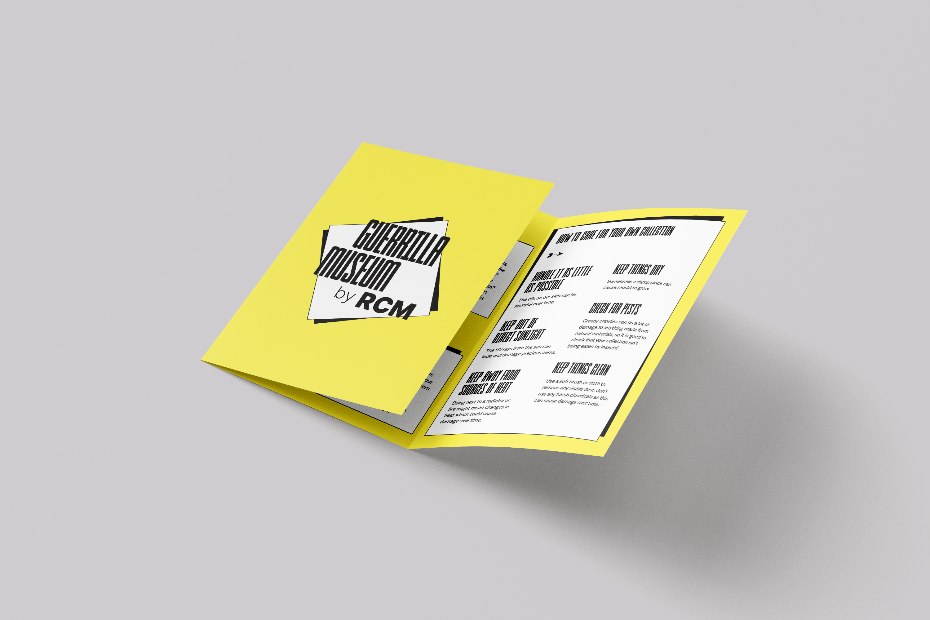 Identity and leaflet design for Guerrilla Museum at Royal Cornwall Museum, Truro, Cornwall, UK