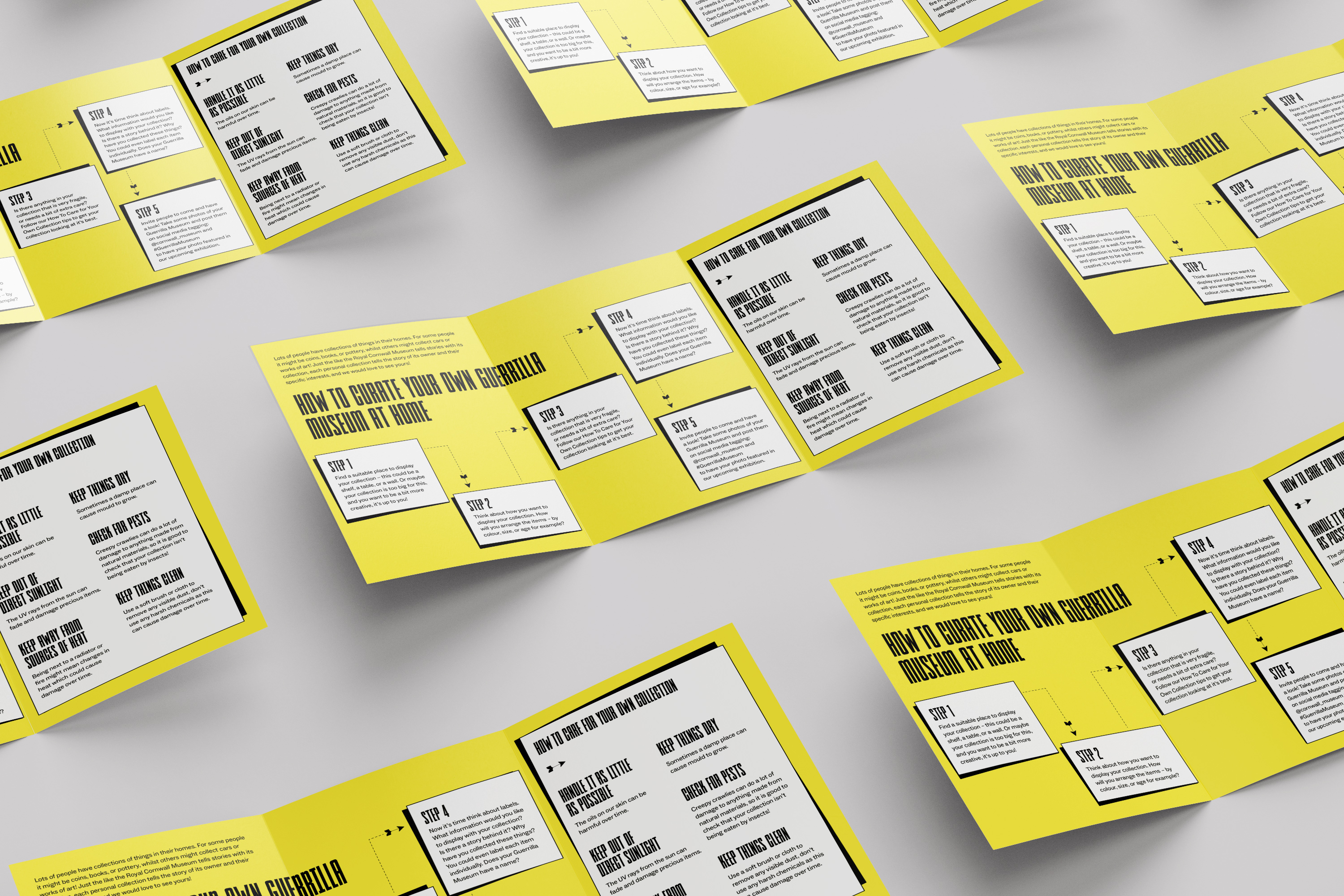 Identity and leaflet design for Guerrilla Museum at Royal Cornwall Museum, Truro, Cornwall, UK
