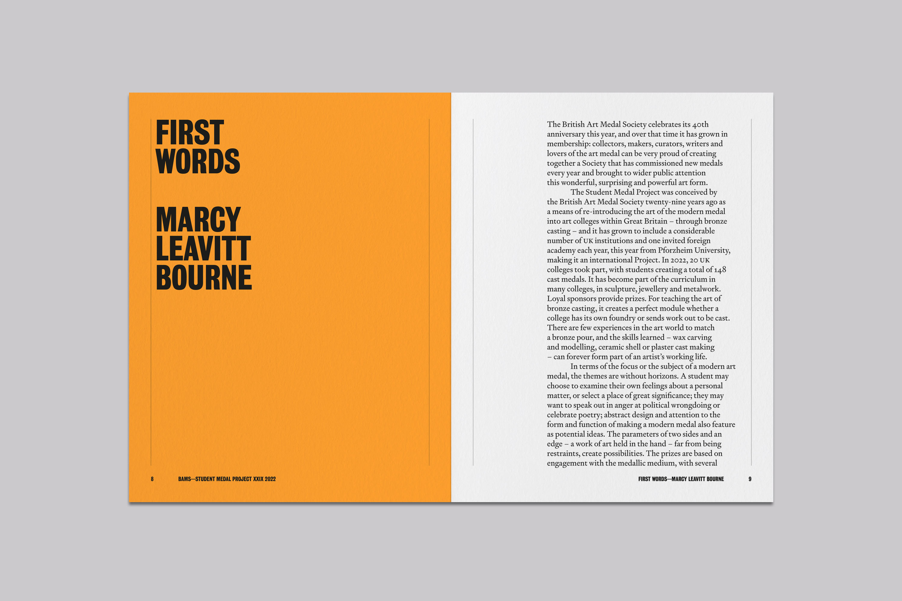 Catalogue Design and Art Direction for the Student Medal Project for the British Art Medal Society at the British Museum