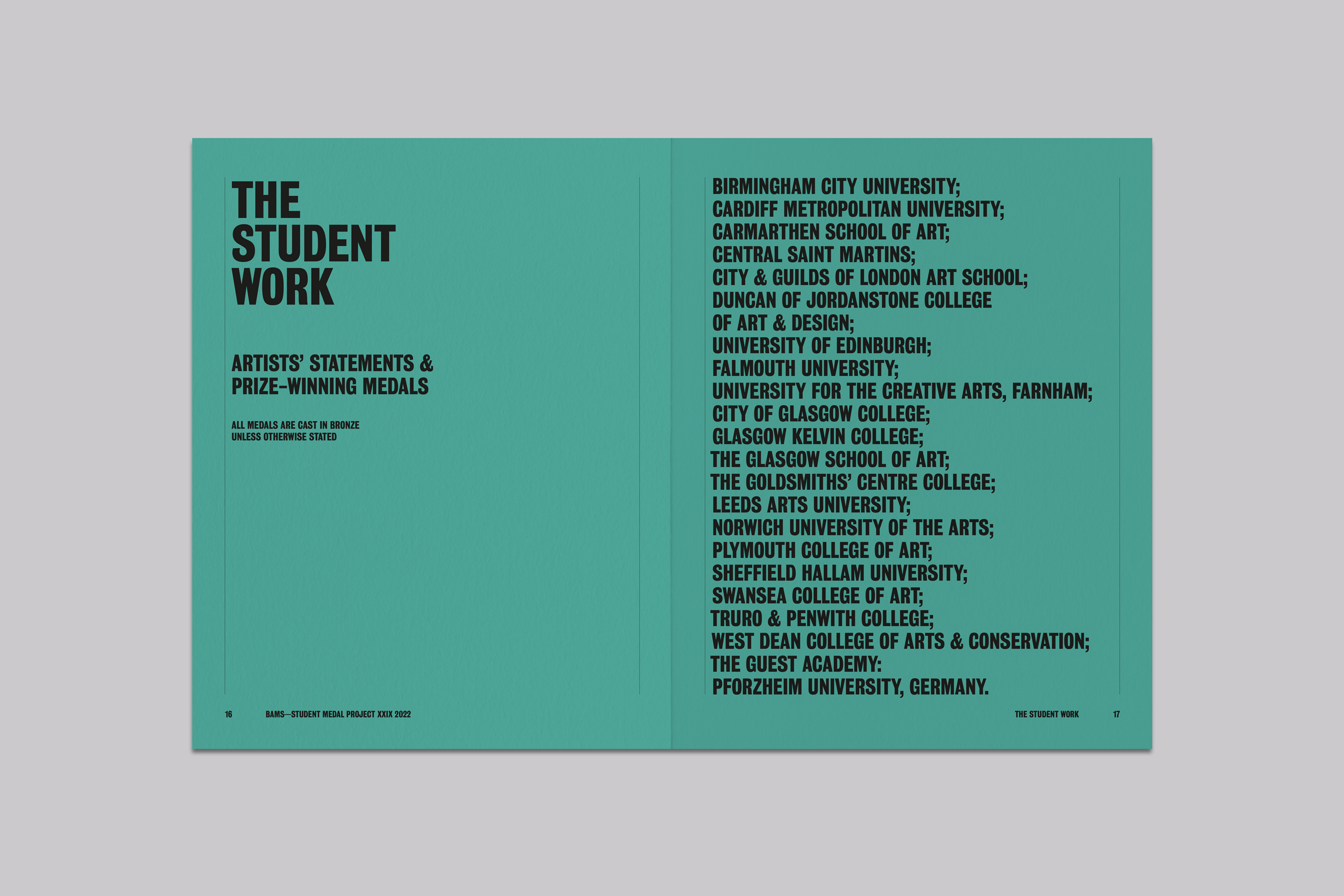 Catalogue Design and Art Direction for the Student Medal Project for the British Art Medal Society at the British Museum