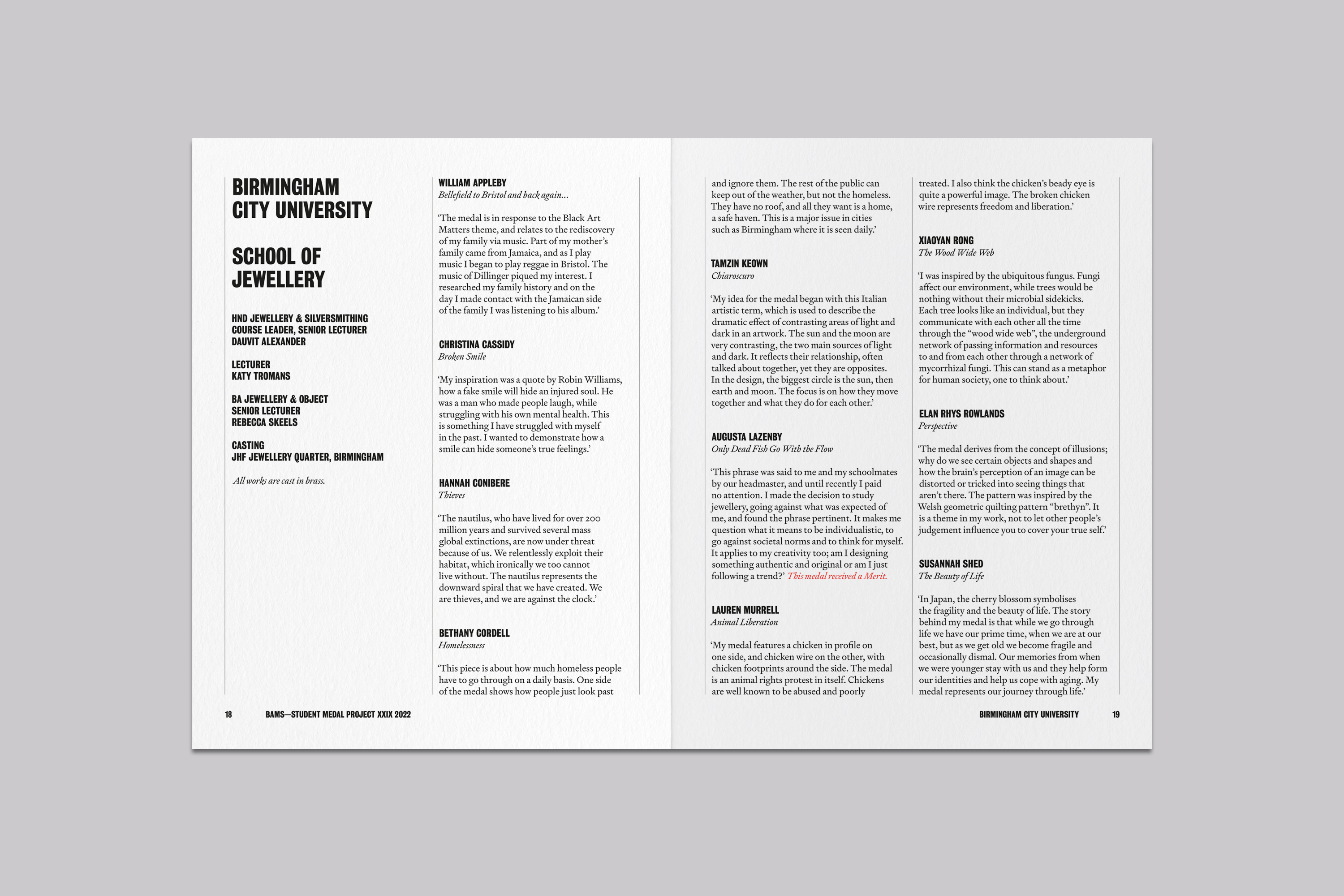 Catalogue Design and Art Direction for the Student Medal Project for the British Art Medal Society at the British Museum