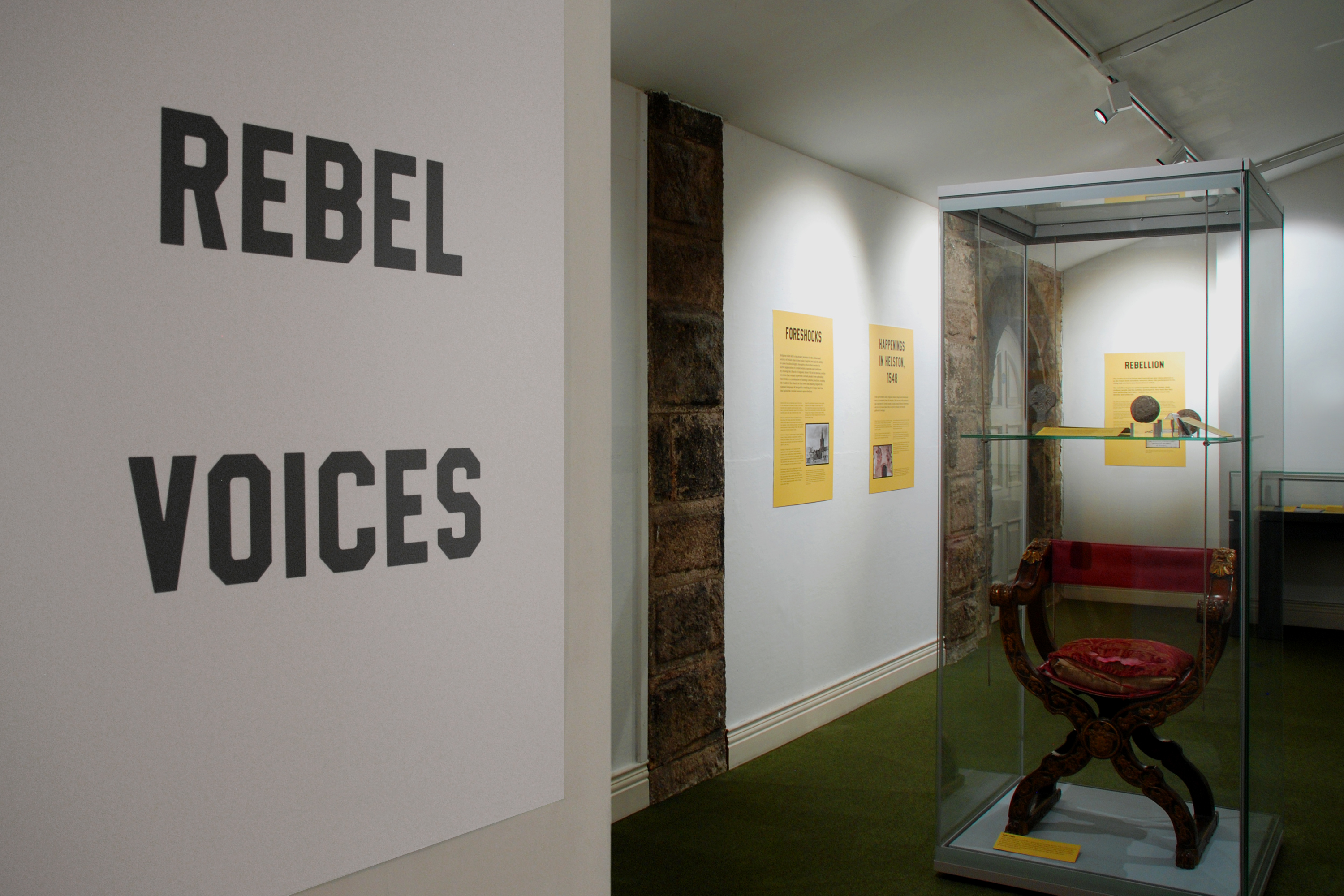 Exhibition interpretation design for Rebel Voices at Royal Cornwall Museum, in Truro, Cornwall