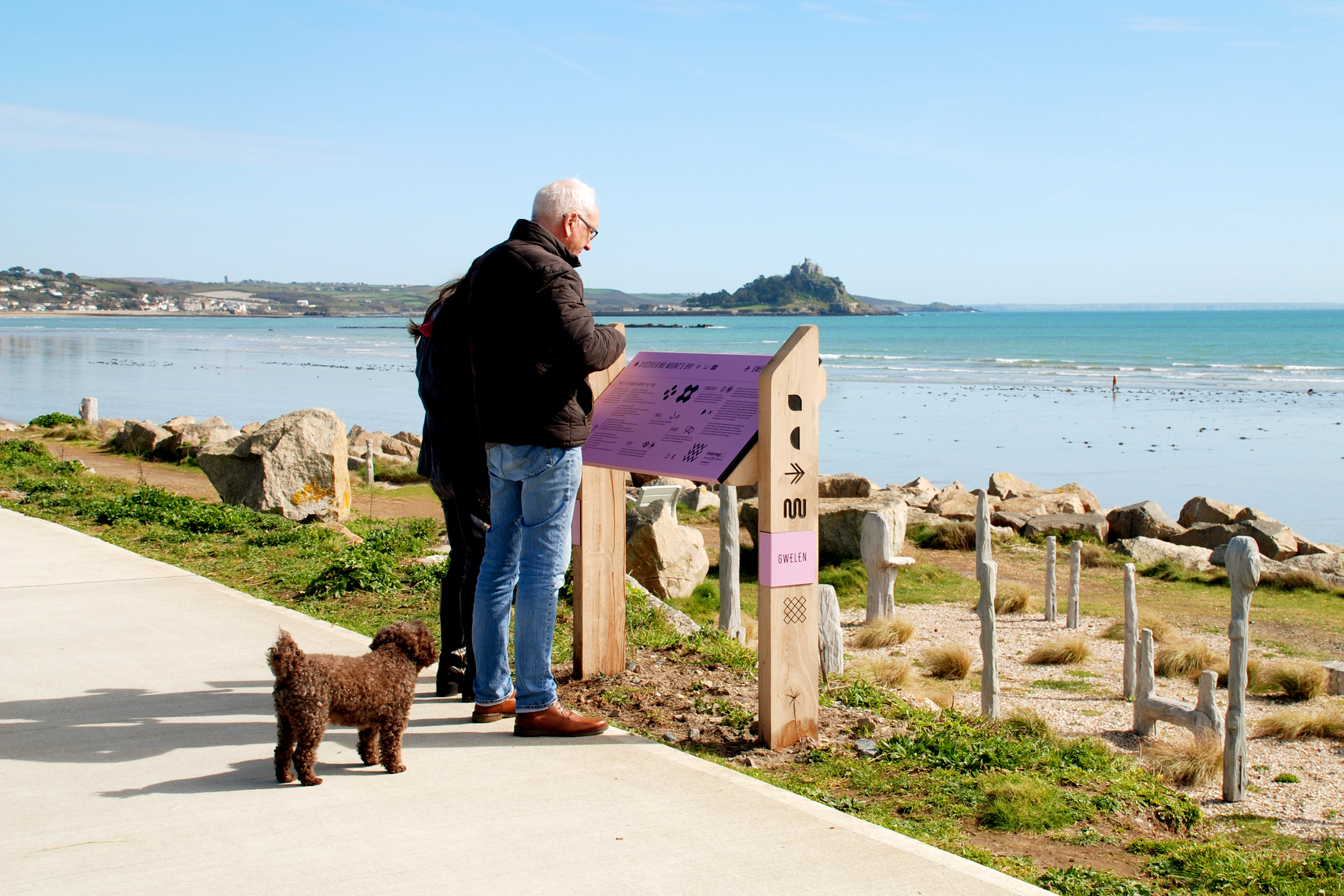 Interpretation design for Gwelen, a public artwork in Mount’s Bay, Cornwall, UK, by artist Emma Smith. 