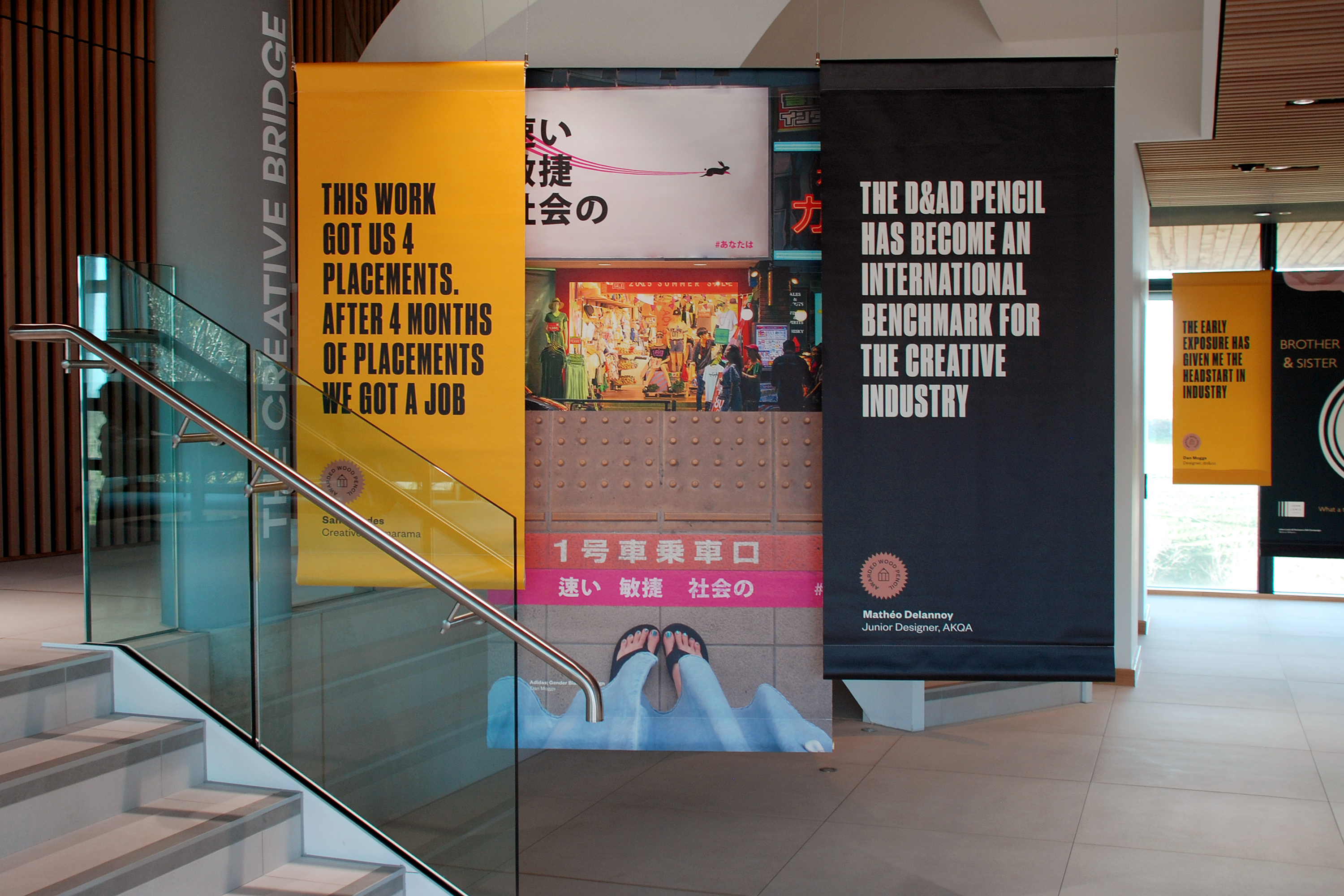 Exhibition design celebrating Falmouth’s achievements at D&AD New Blood