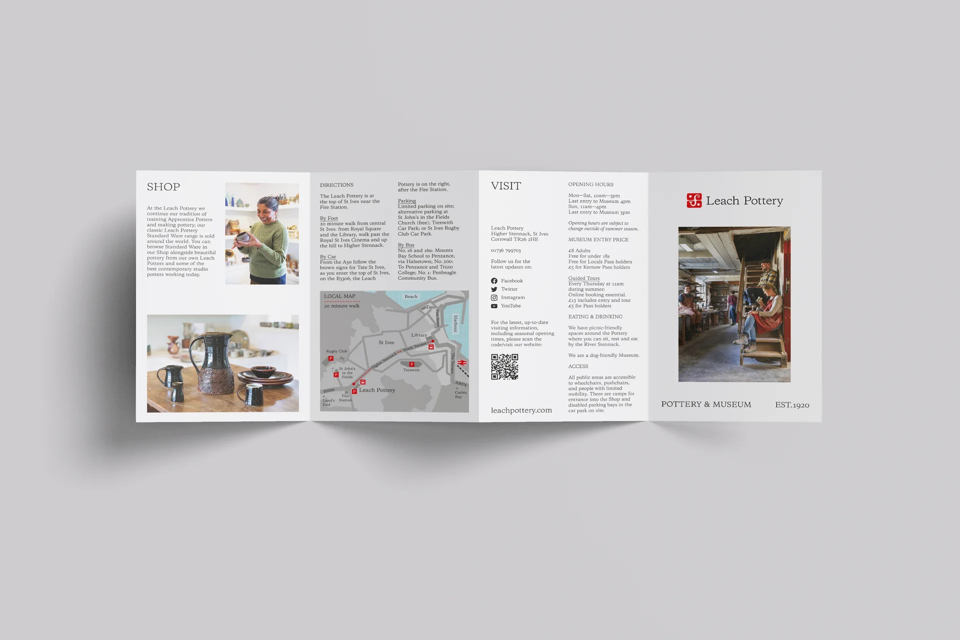 Design of marketing and promotional materials for Leach Pottery with an integrated campaign across digital and printed touchpoints.