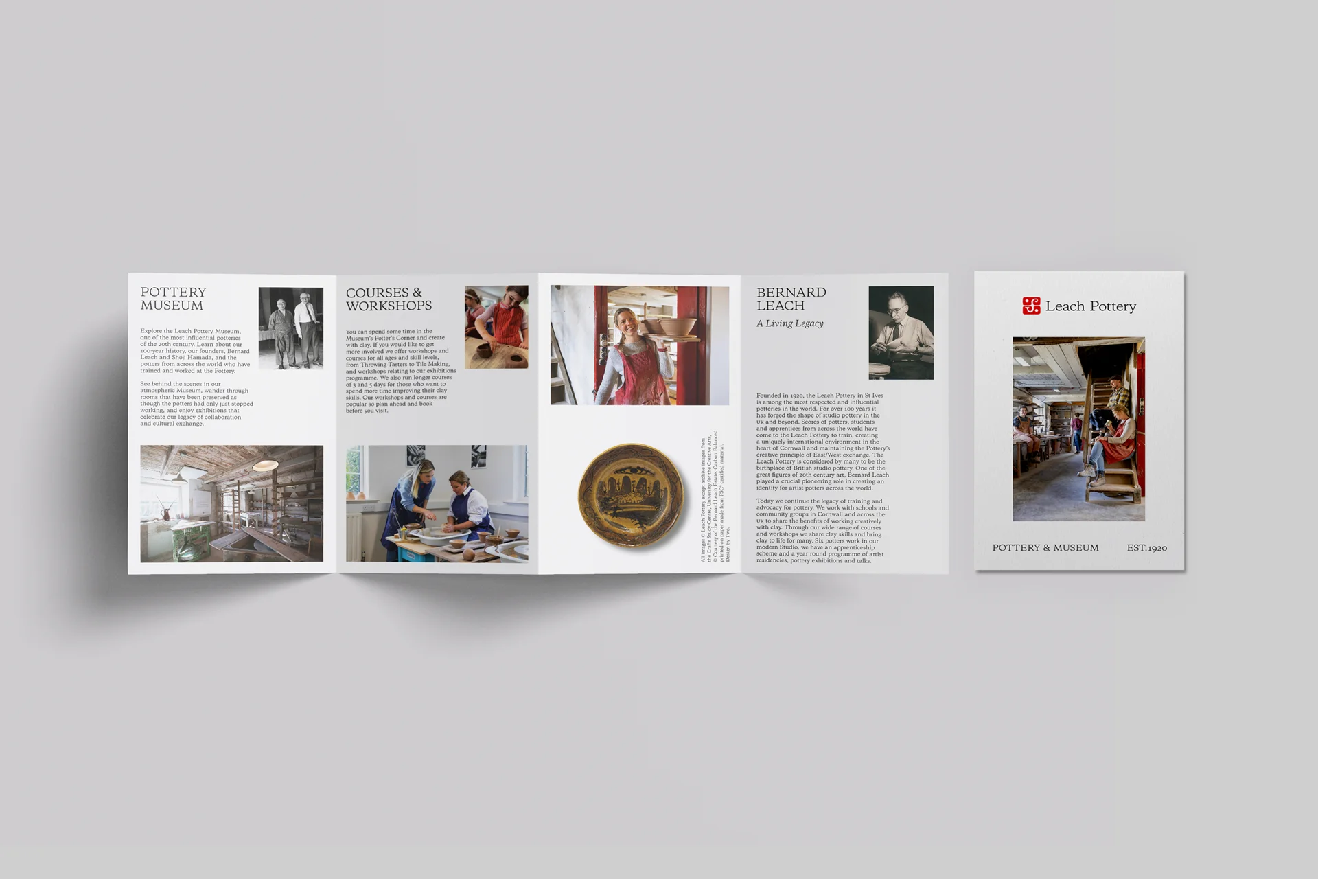 Design of marketing and promotional materials for Leach Pottery with an integrated campaign across digital and printed touchpoints.