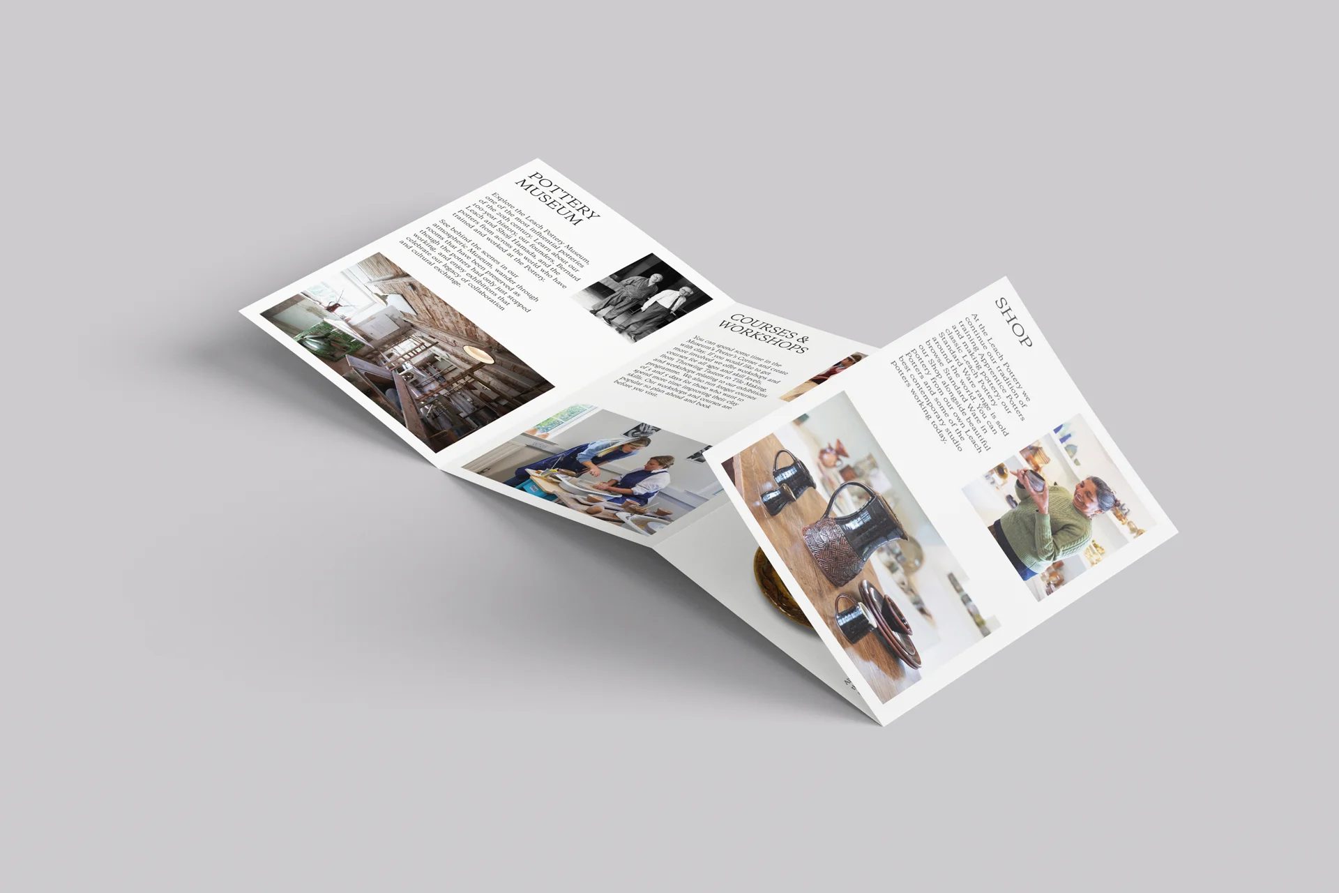 Design of marketing and promotional materials for Leach Pottery with an integrated campaign across digital and printed touchpoints.