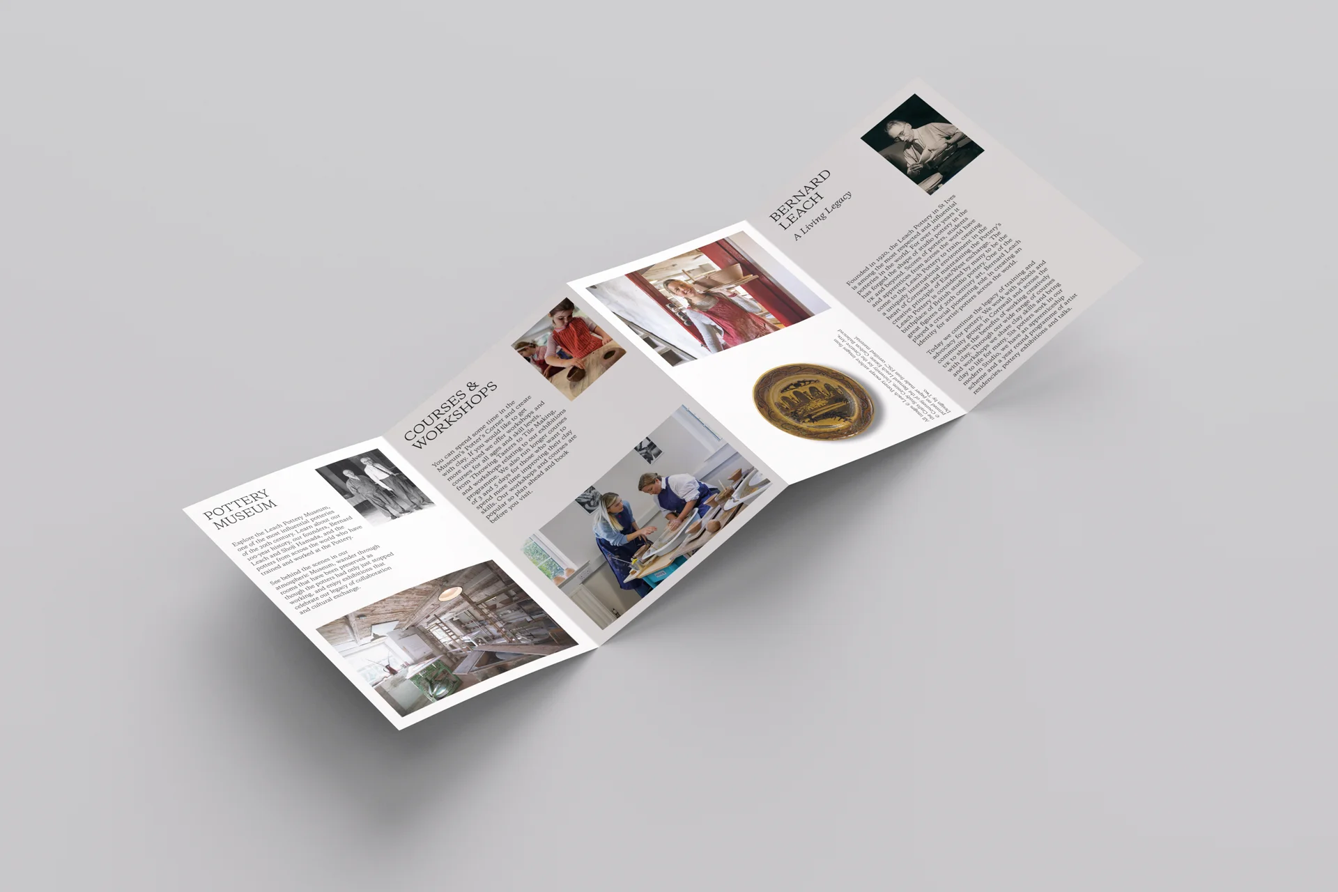 Design of marketing and promotional materials for Leach Pottery with an integrated campaign across digital and printed touchpoints.