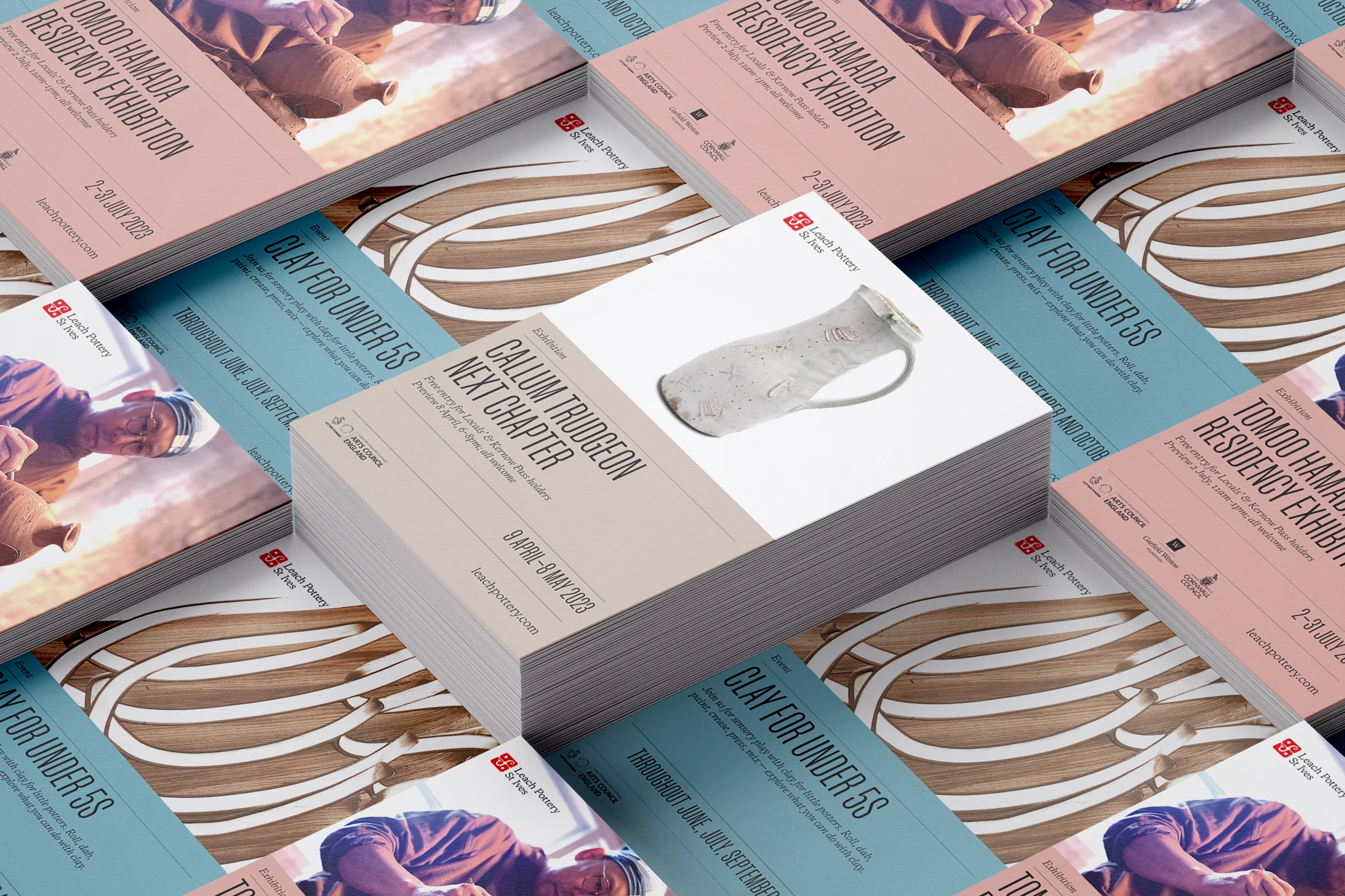 Design of marketing and promotional materials for Leach Pottery with an integrated campaign across digital and printed touchpoints.