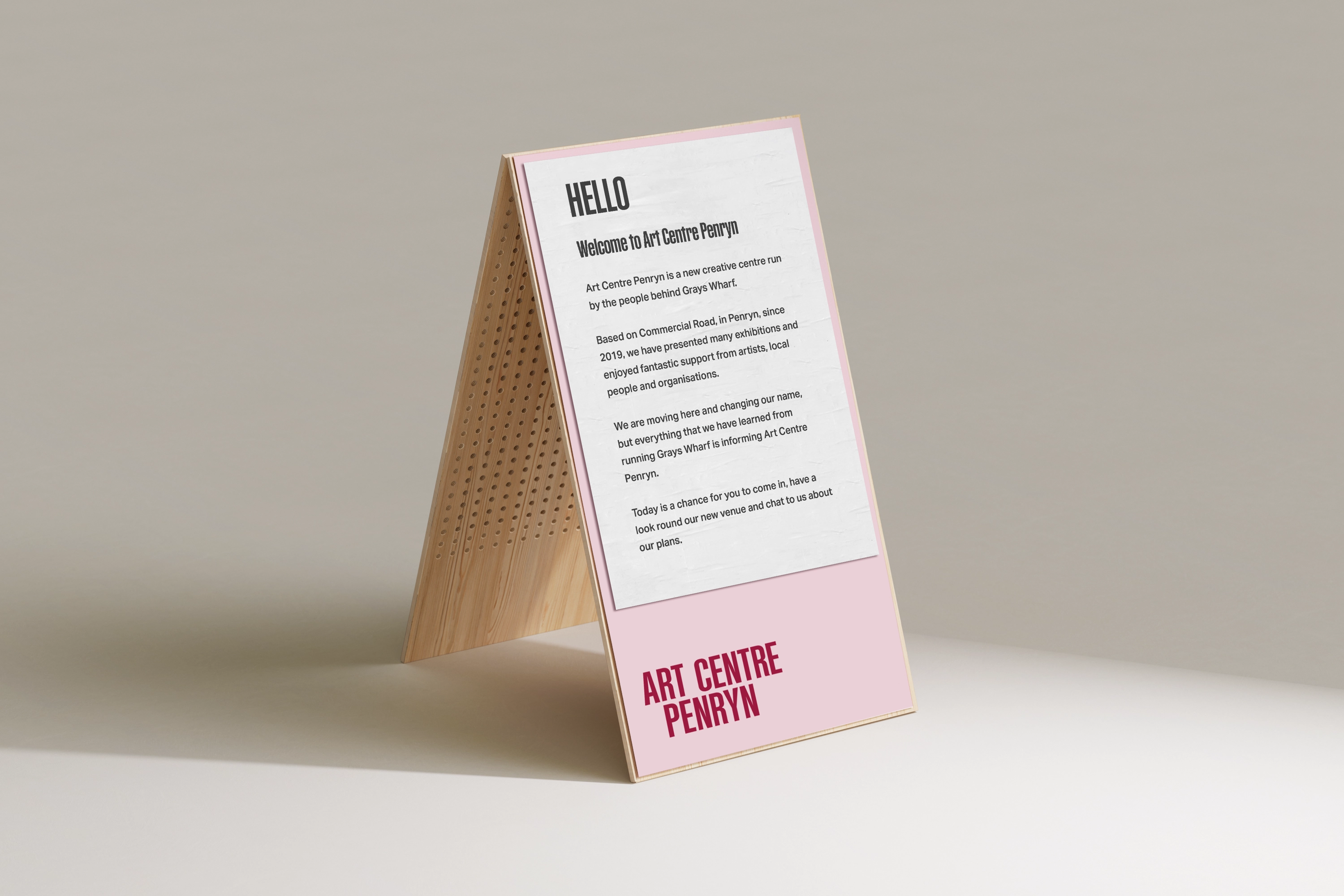 Brand identity design for Art Centre Penryn, a major new creative space for Cornwall