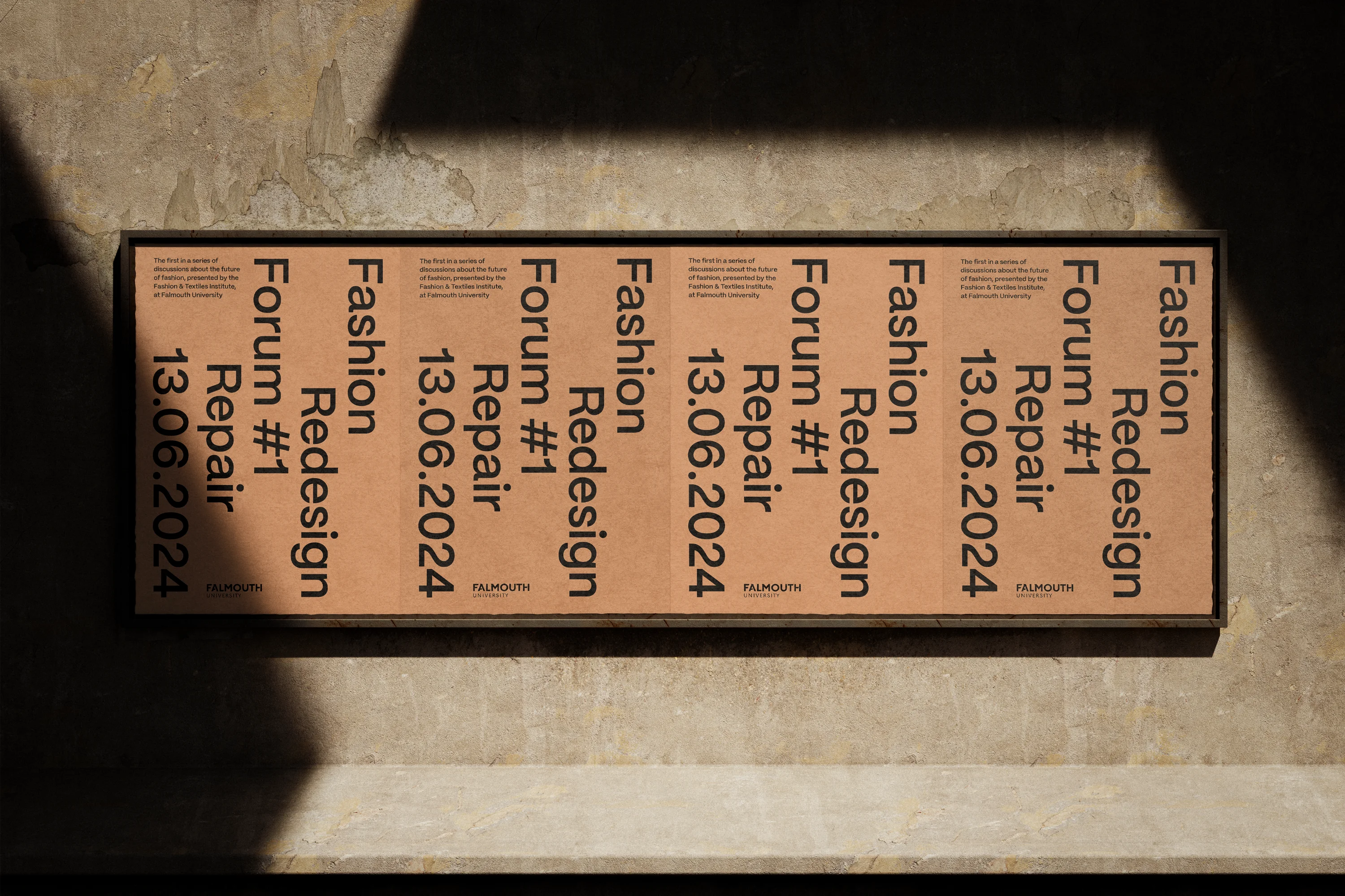 Graphic identity design for Fashion ReDesign, the first in a series of discussions about the future of fashion by Falmouth University