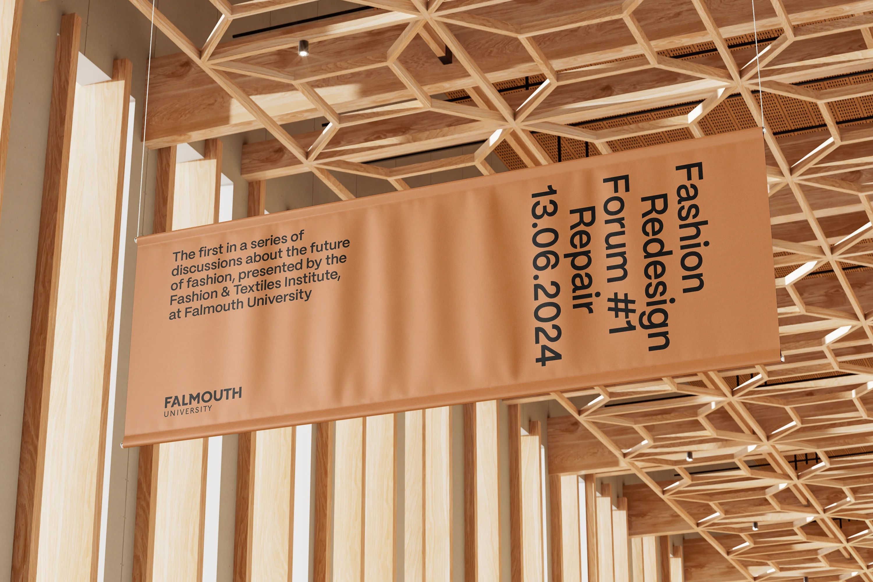 Graphic identity design for Fashion ReDesign, the first in a series of discussions about the future of fashion by Falmouth University