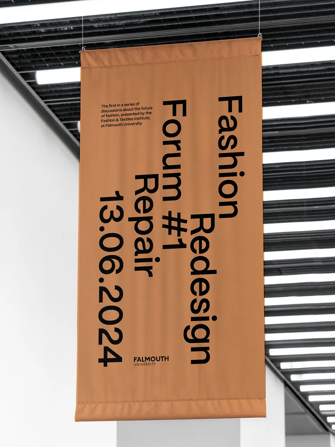 Graphic identity design for Fashion ReDesign, the first in a series of discussions about the future of fashion by Falmouth University