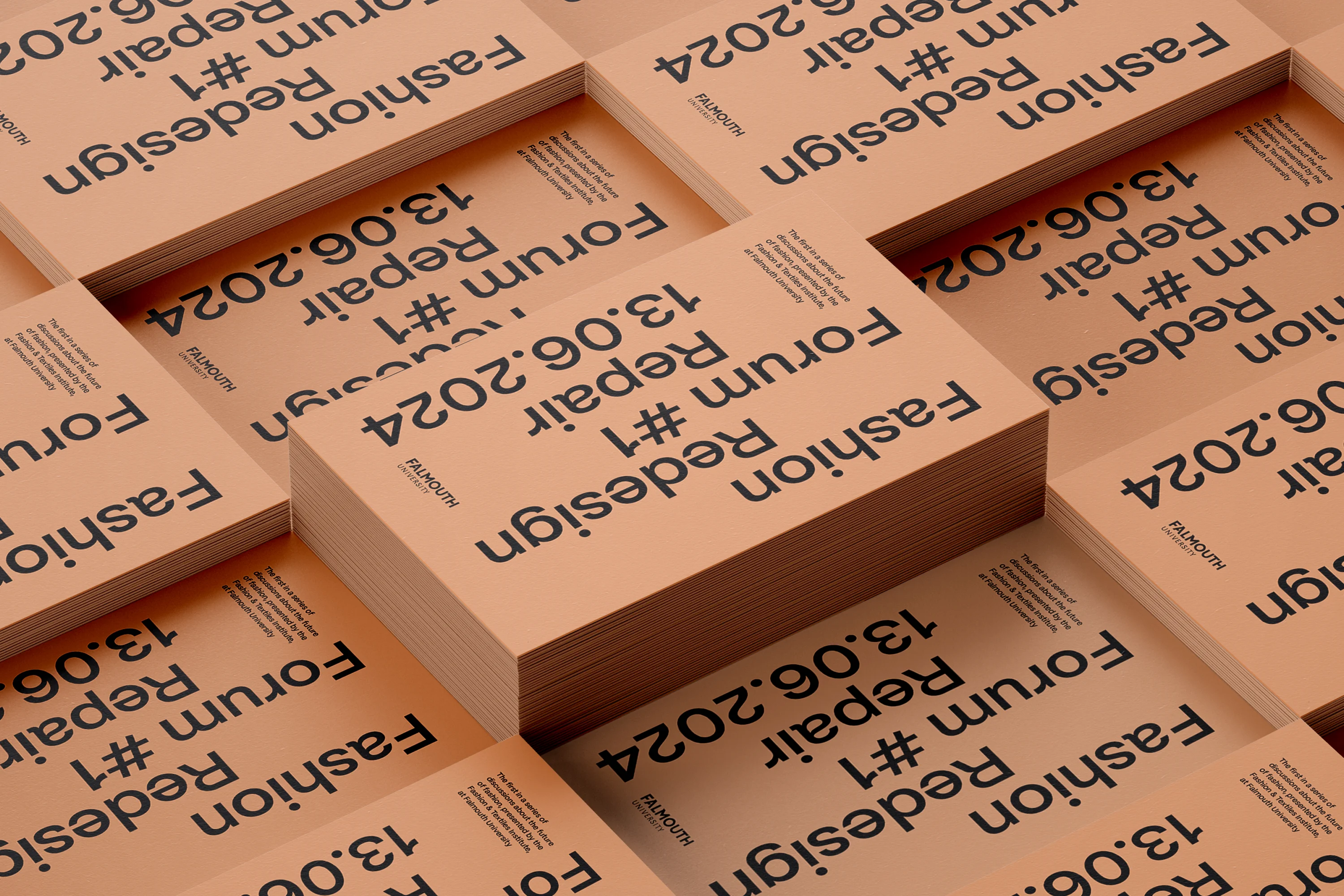 Graphic identity design for Fashion ReDesign, the first in a series of discussions about the future of fashion by Falmouth University 