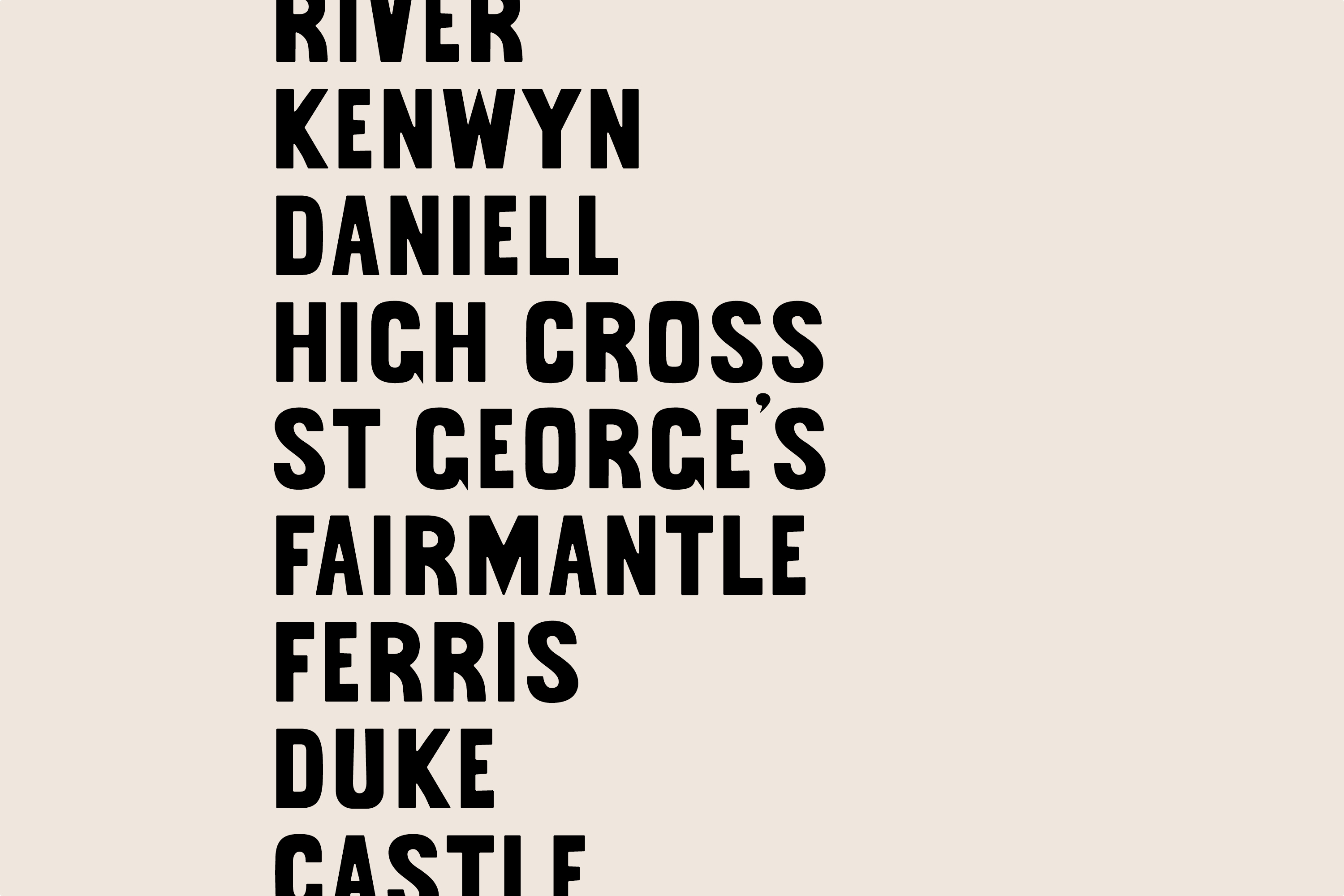 Custom typeface design inspired by the historical fabric of the city of Truro, in Cornwall, UK