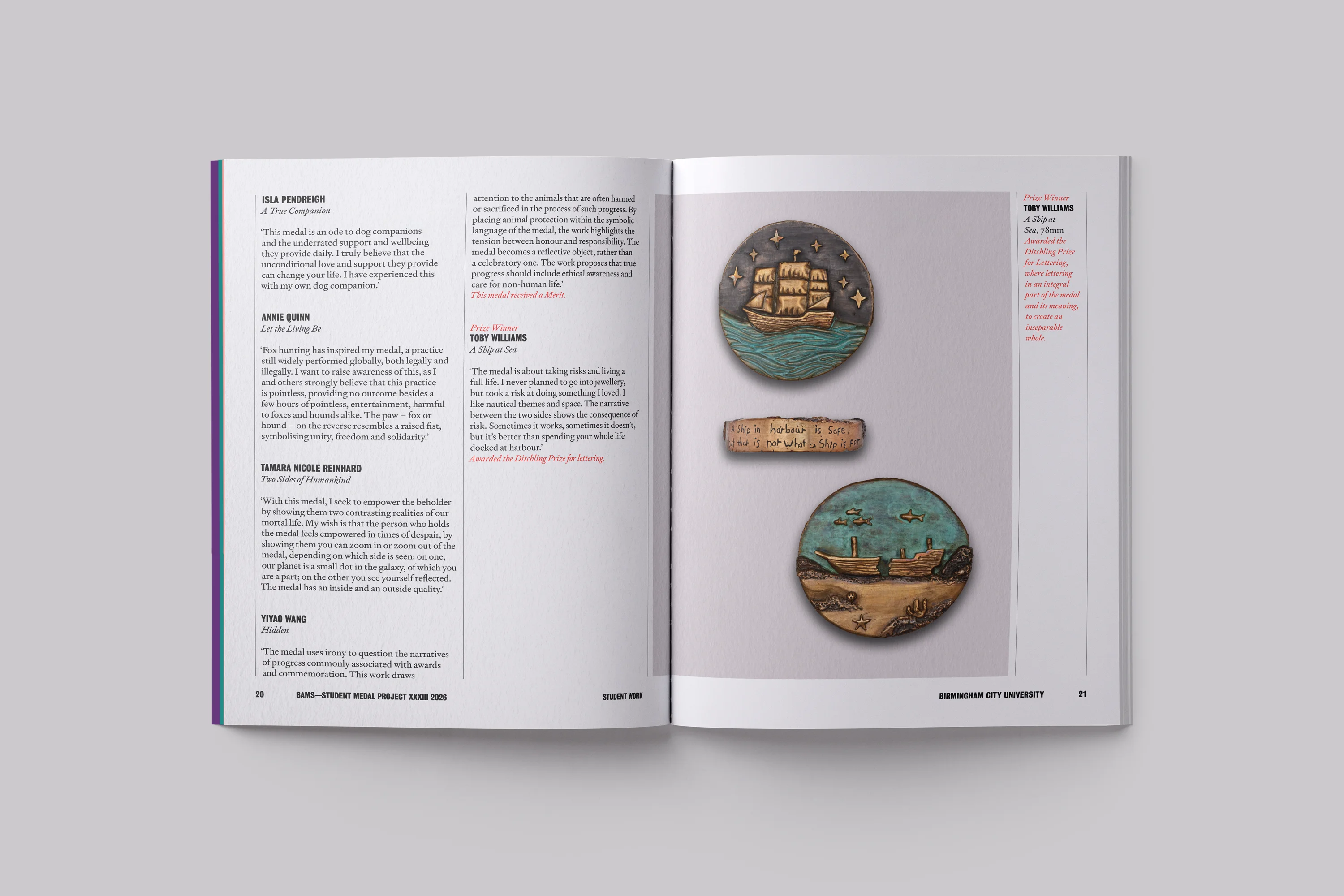 Catalogue Design and Art Direction for the Student Medal Project for the British Art Medal Society at the British Museum 