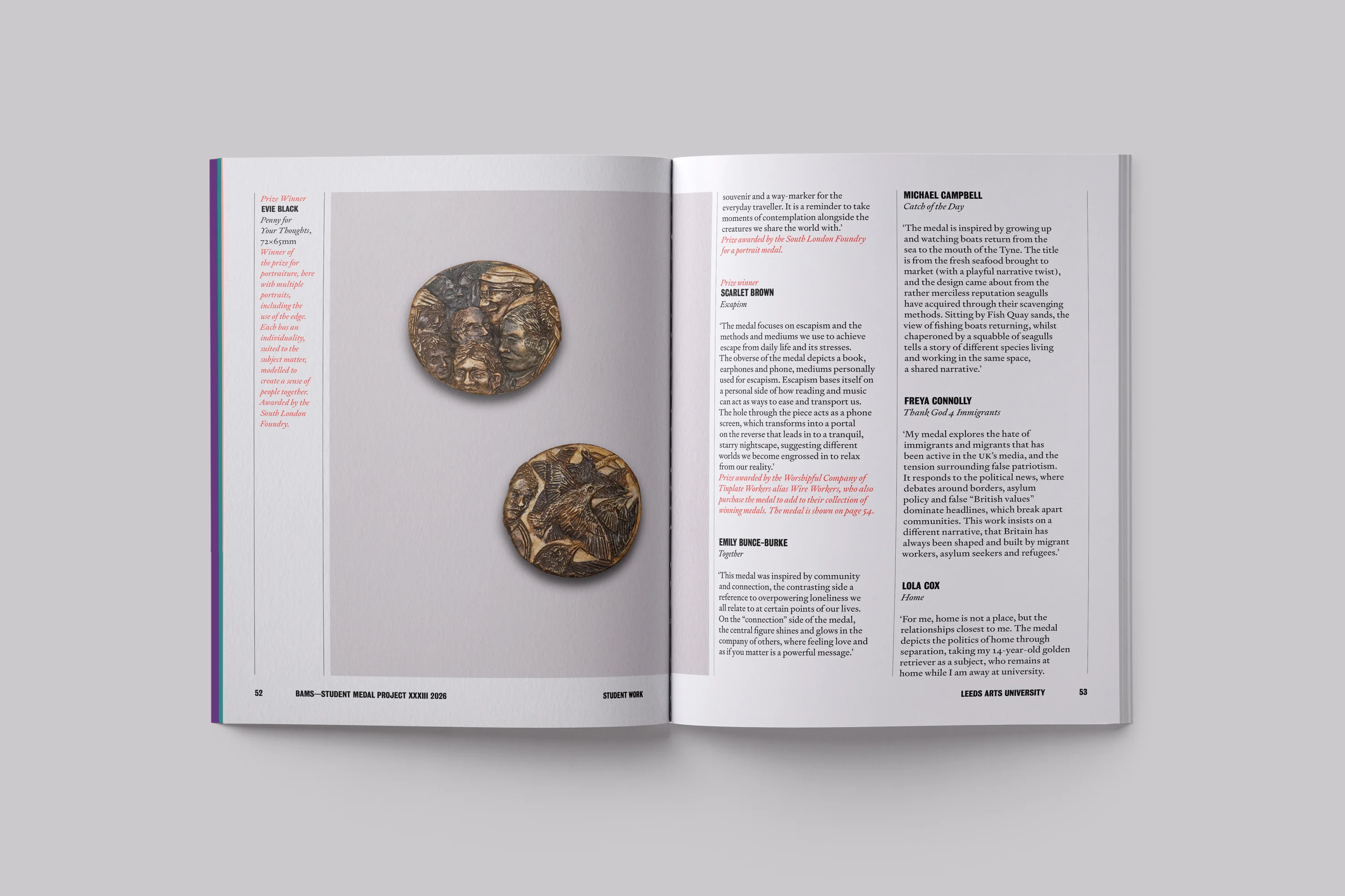 Catalogue Design and Art Direction for the Student Medal Project for the British Art Medal Society at the British Museum 